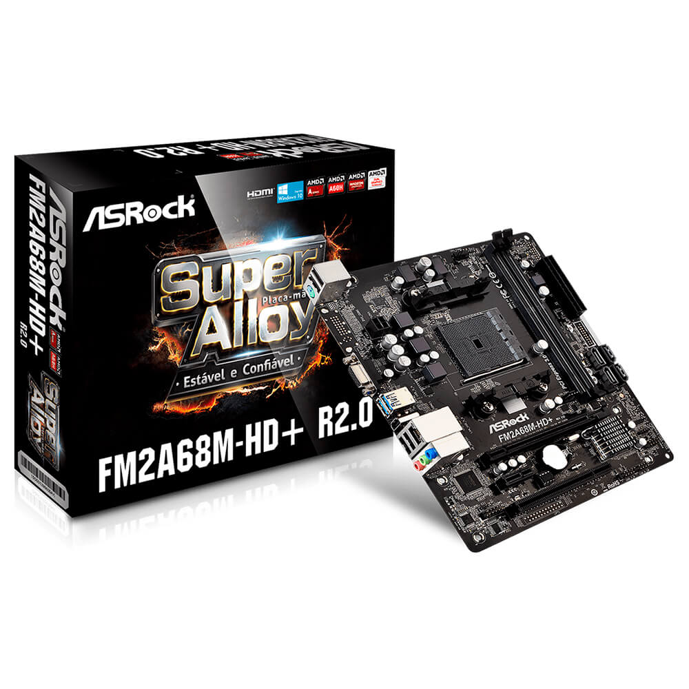 Placa Mãe Asrock FM2A68M-HD+ R2.0 DDR3 FM2+ / FM2