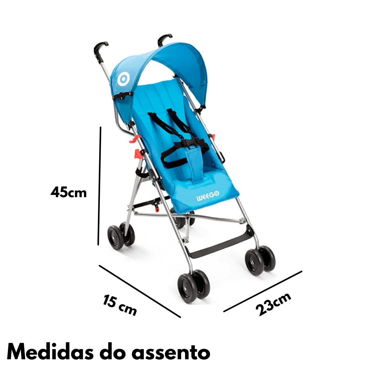 Carrinho de Bebê Guarda-Chuva Way Azul até 15 kg Weego - BB507