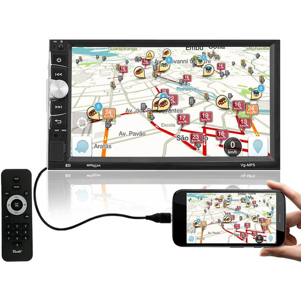 Kit Multimídia Creta 2017 a 2019 MP5 Voolt com Câmera de ré + Moldura + Chicotes e Interface