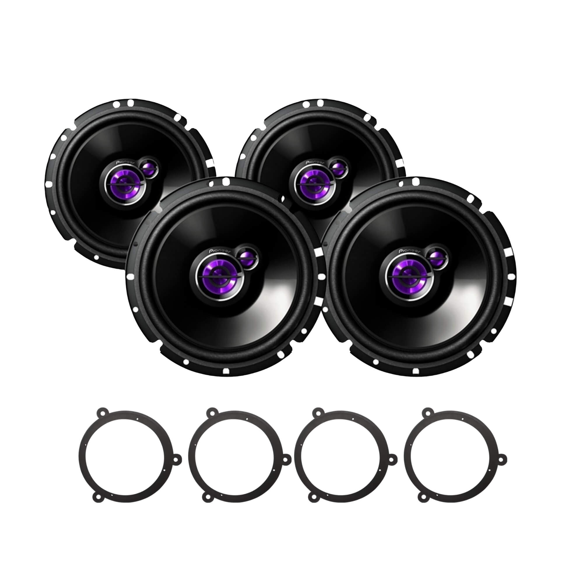 COMP Kit Som 4 Alto Falantes 6" 4x 50W RMS 4 Ohms + 4 Aros Adaptação March Livina Versa Logan