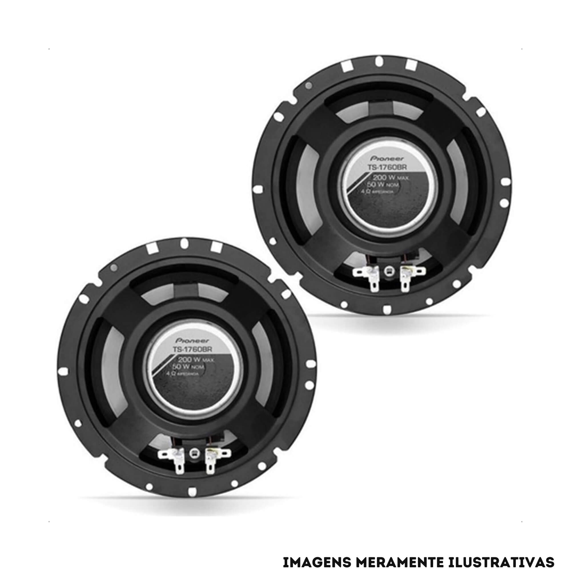 COMP Kit Som 4 Alto Falantes 6" 4x 50W RMS 4 Ohms + 4 Aros Adaptação March Livina Versa Logan