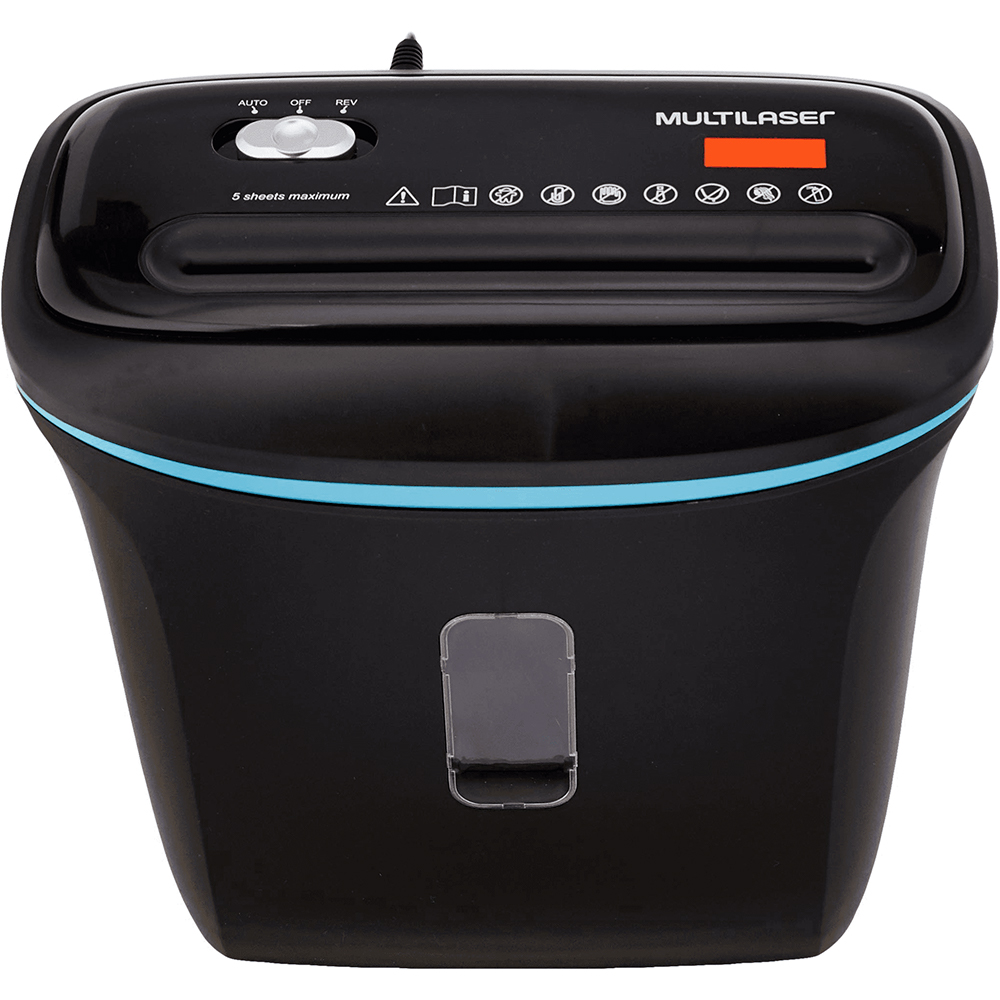 Fragmentadora de Papel e Cartão até 5 Folhas com Cesto 11L 220V Preta OF006 Multilaser