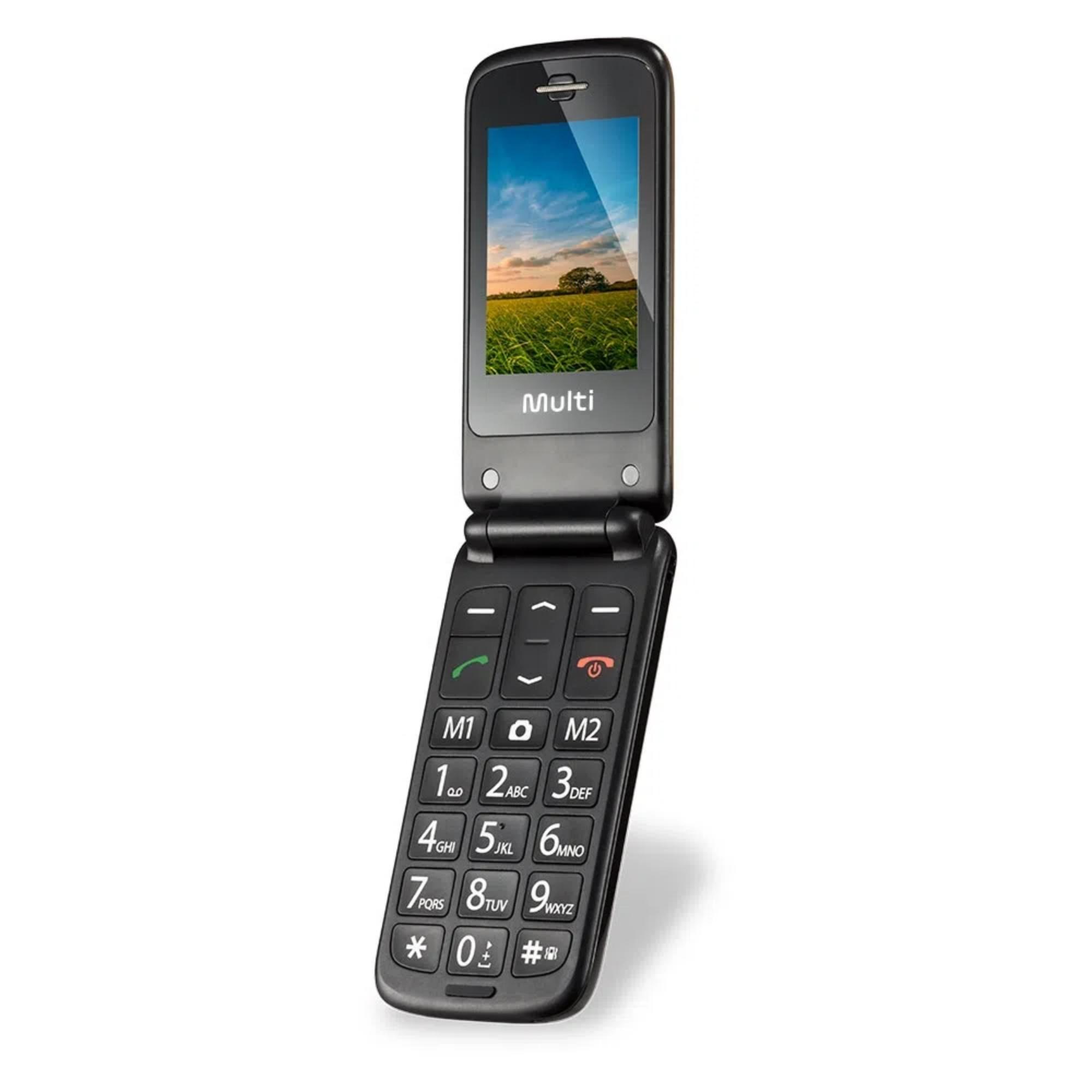 Celular Flip Vita Multilaser Dual Chip MP3 2G 900mAh Botão para Emergências, Dourado, Com a função lanterna - P9043
