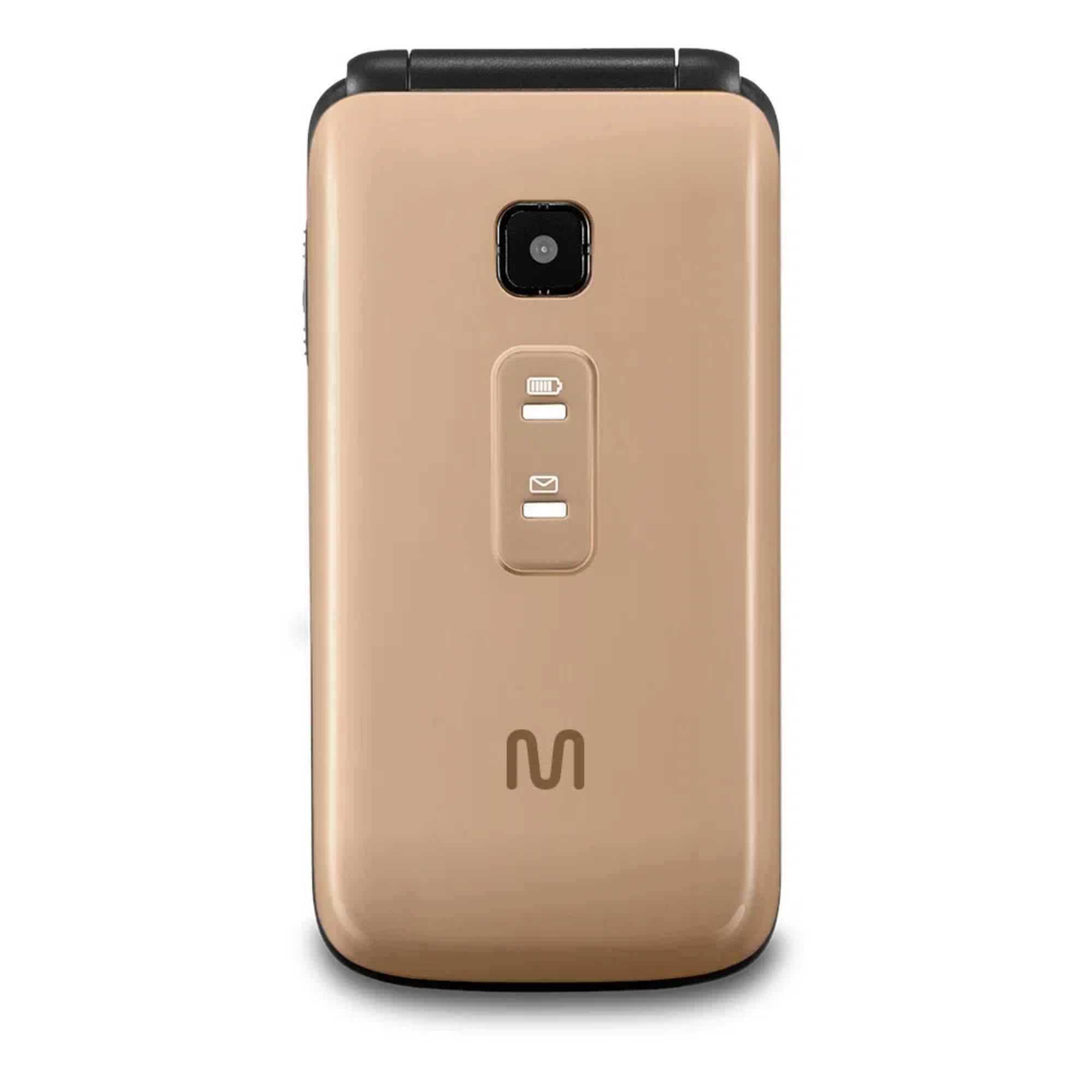 Celular Flip Vita Multilaser Dual Chip MP3 2G 900mAh Botão para Emergências, Dourado, Com a função lanterna - P9043