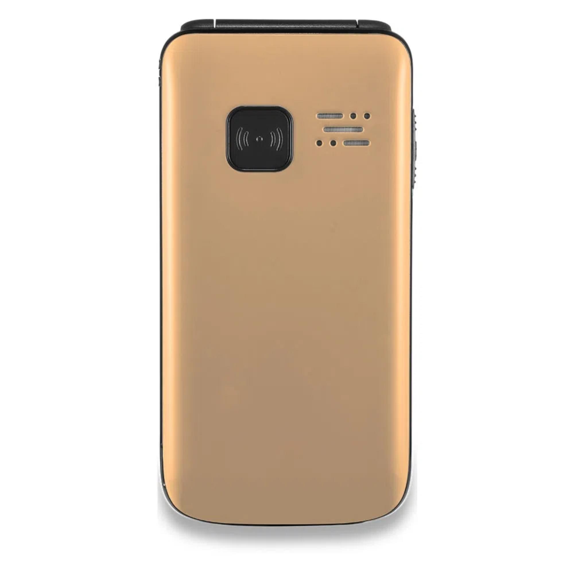 Celular Flip Vita Multilaser Dual Chip MP3 2G 900mAh Botão para Emergências, Dourado, Com a função lanterna - P9043
