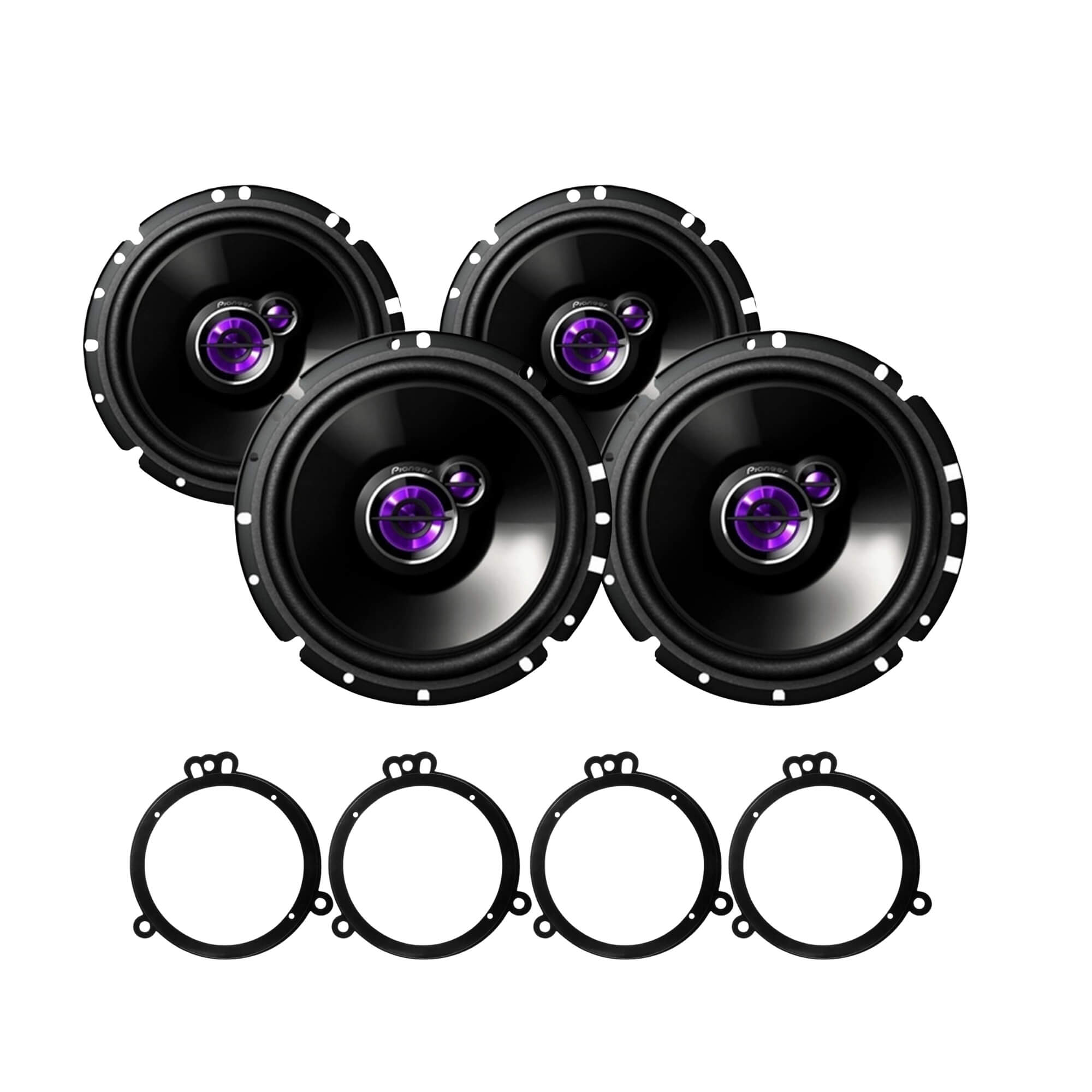 COMP Kit Som Automotivo 4 Alto Falantes 6" 4 x 50W RMS 4 Ohms + 4 Aros Adaptação Hb20 Etios Corolla