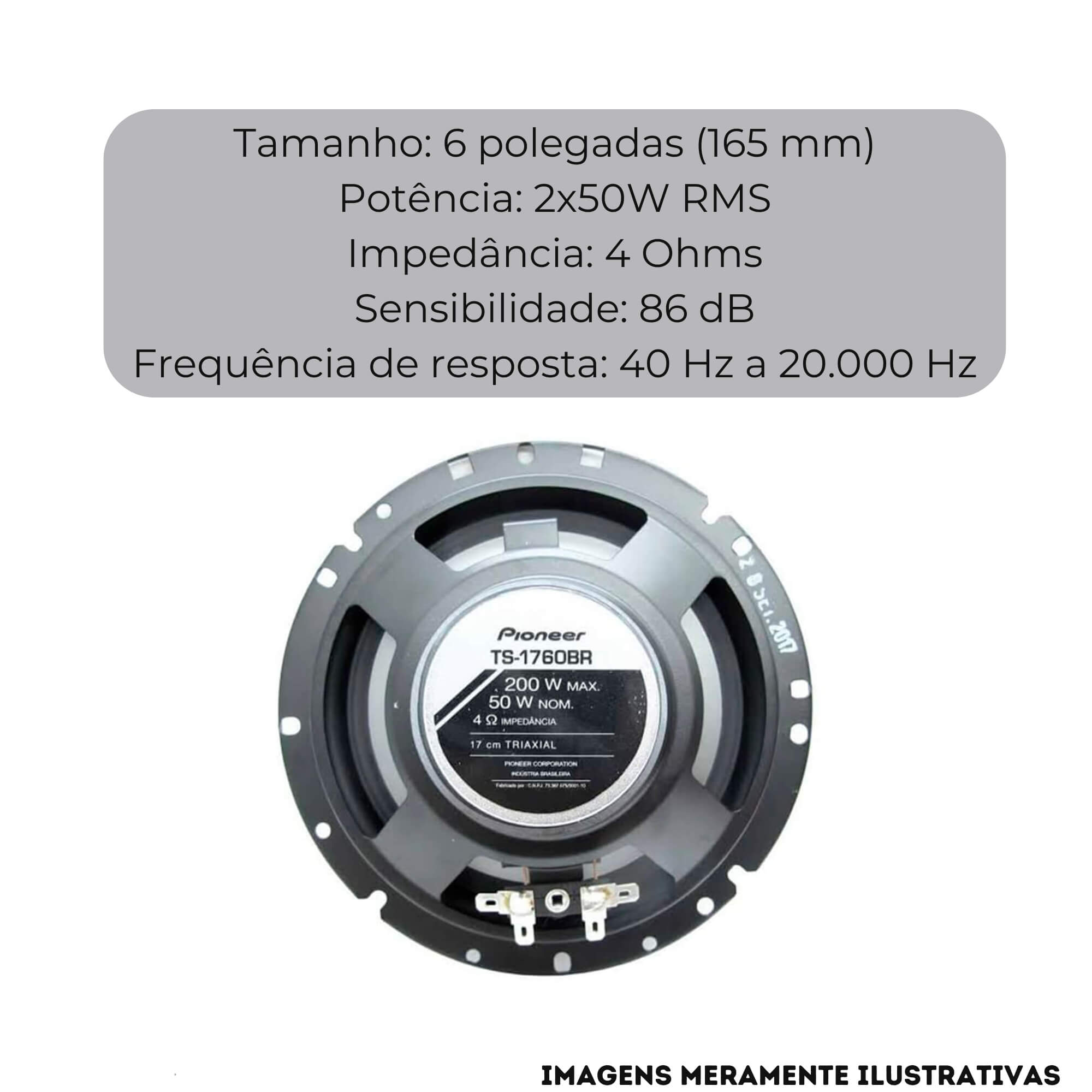 COMP Kit Som Automotivo 4 Alto Falantes 4 x 50W Rms 4 Ohms 6" + 4 Aros Adaptação Gol G5 Dianteiro