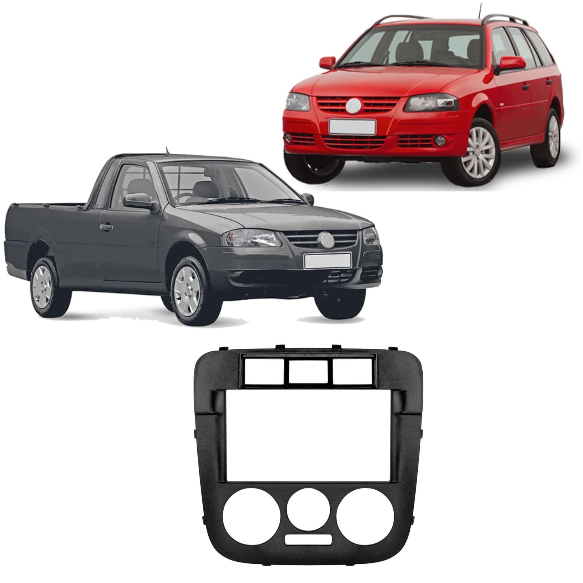 Moldura 2 din 7" Pol p/ Gol/Parati/Saveiro G4 2005 2006 2007 Preto Padrão Jp Expex - EPX 077
