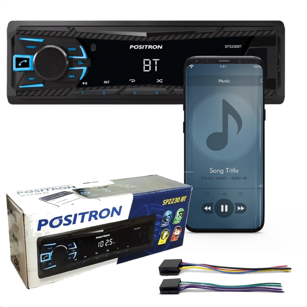 Rádio de Carro Som Automotivo SP2230BT Positron Com Bluetooth USB Frontal MP3 FM