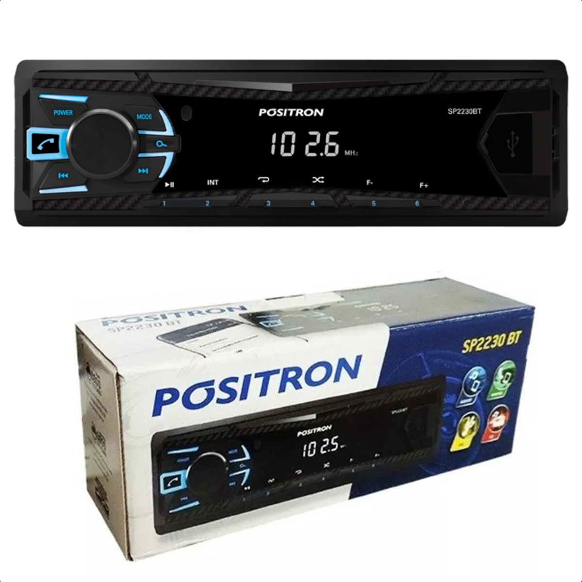 Rádio de Carro Som Automotivo SP2230BT Positron Com Bluetooth USB Frontal MP3 FM