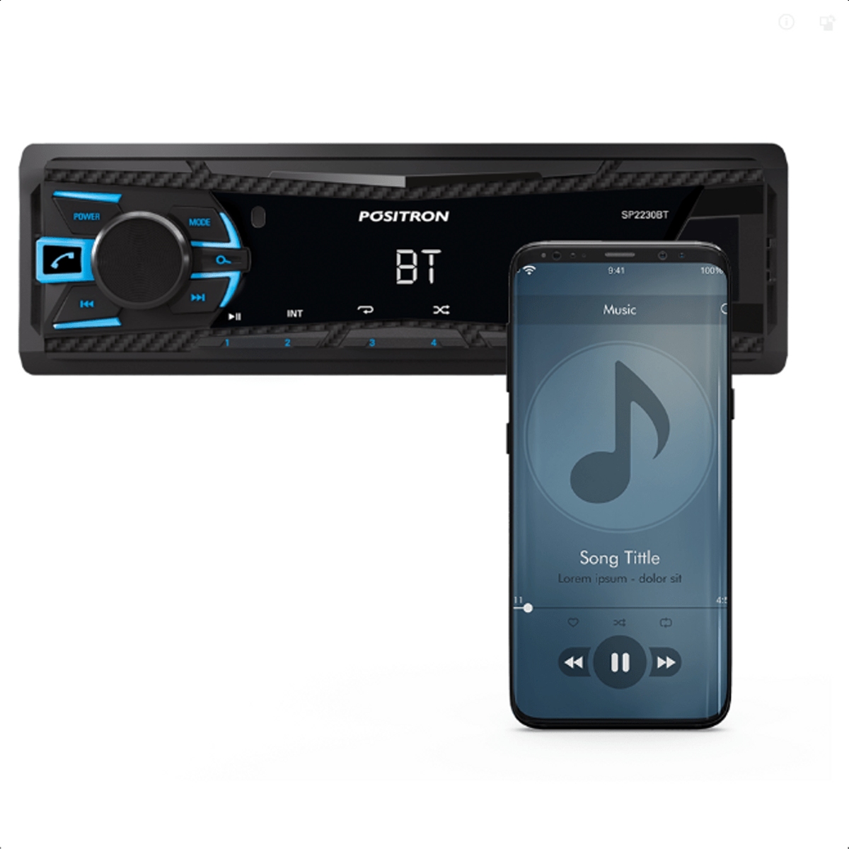Rádio de Carro Som Automotivo SP2230BT Positron Com Bluetooth USB Frontal MP3 FM