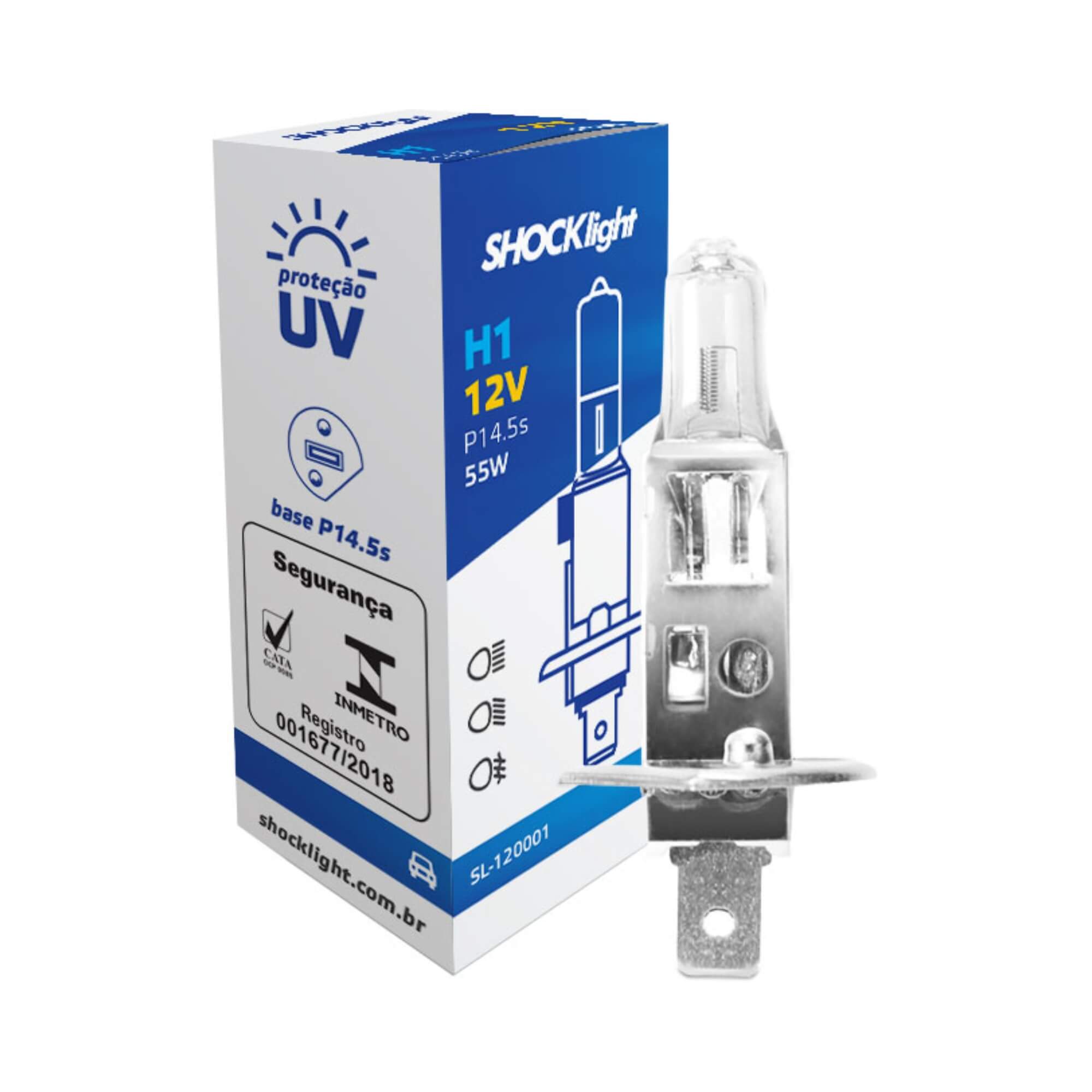 Lâmpada Halógena Standart H1 12V 55W P14.5S Shocklight - SL-120001