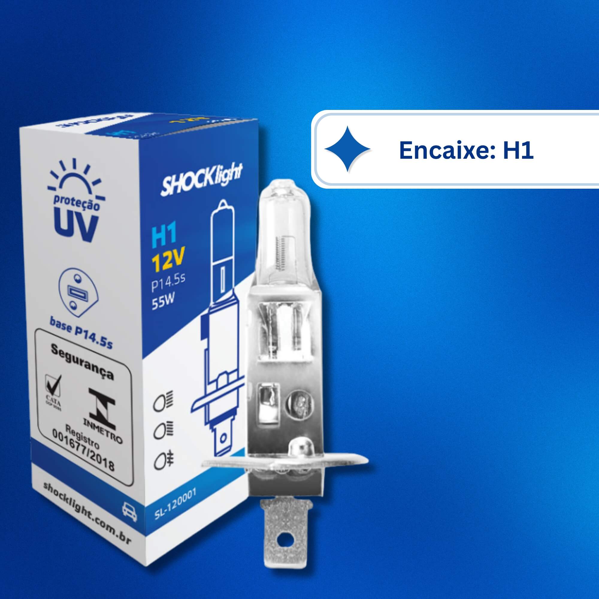 Lâmpada Halógena Standart H1 12V 55W P14.5S Shocklight - SL-120001
