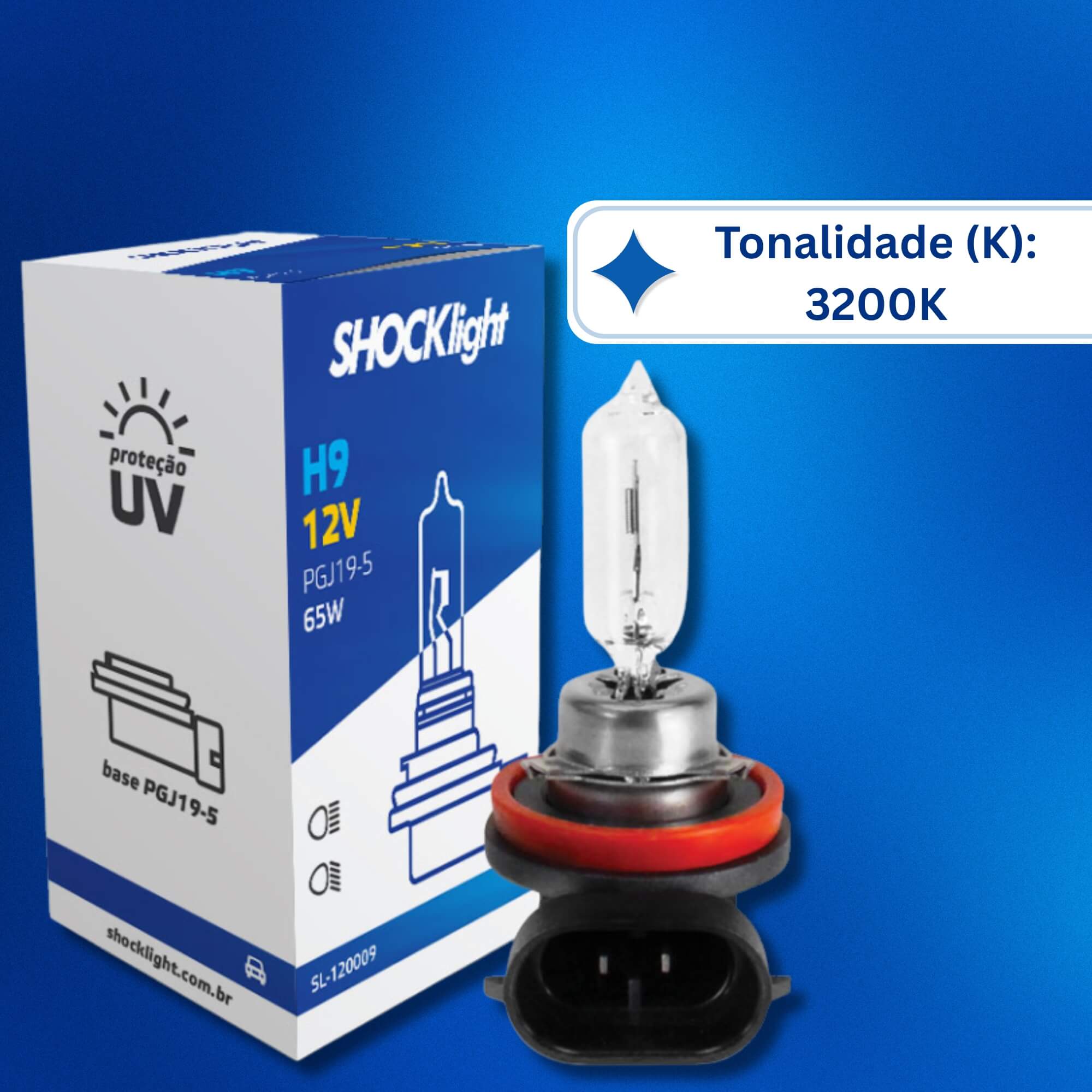 Lâmpada Halógena Standart H9 12V 65W PGJ19-5 Shocklight - SL-120009