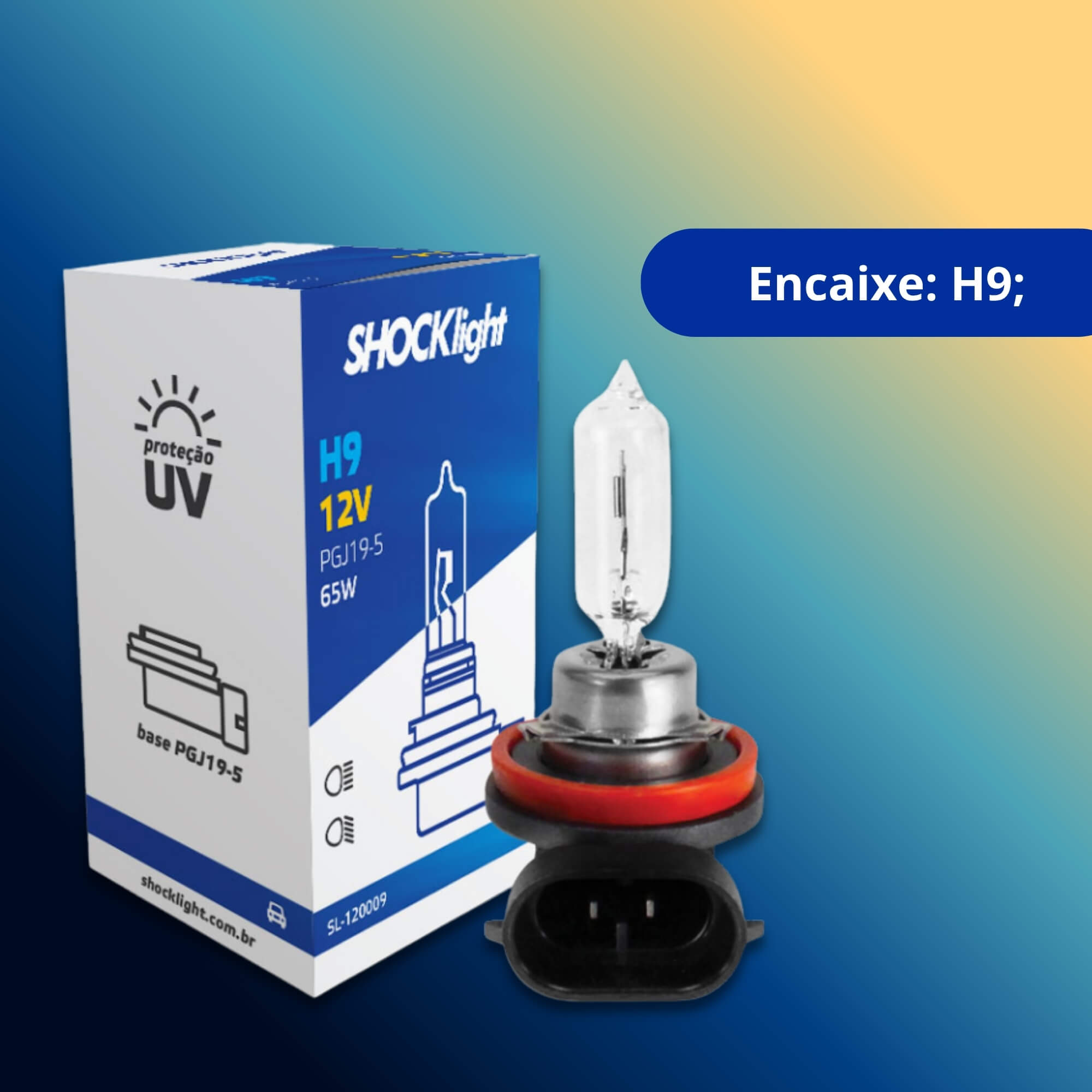 Lâmpada Halógena Standart H9 12V 65W PGJ19-5 Shocklight - SL-120009SBBA