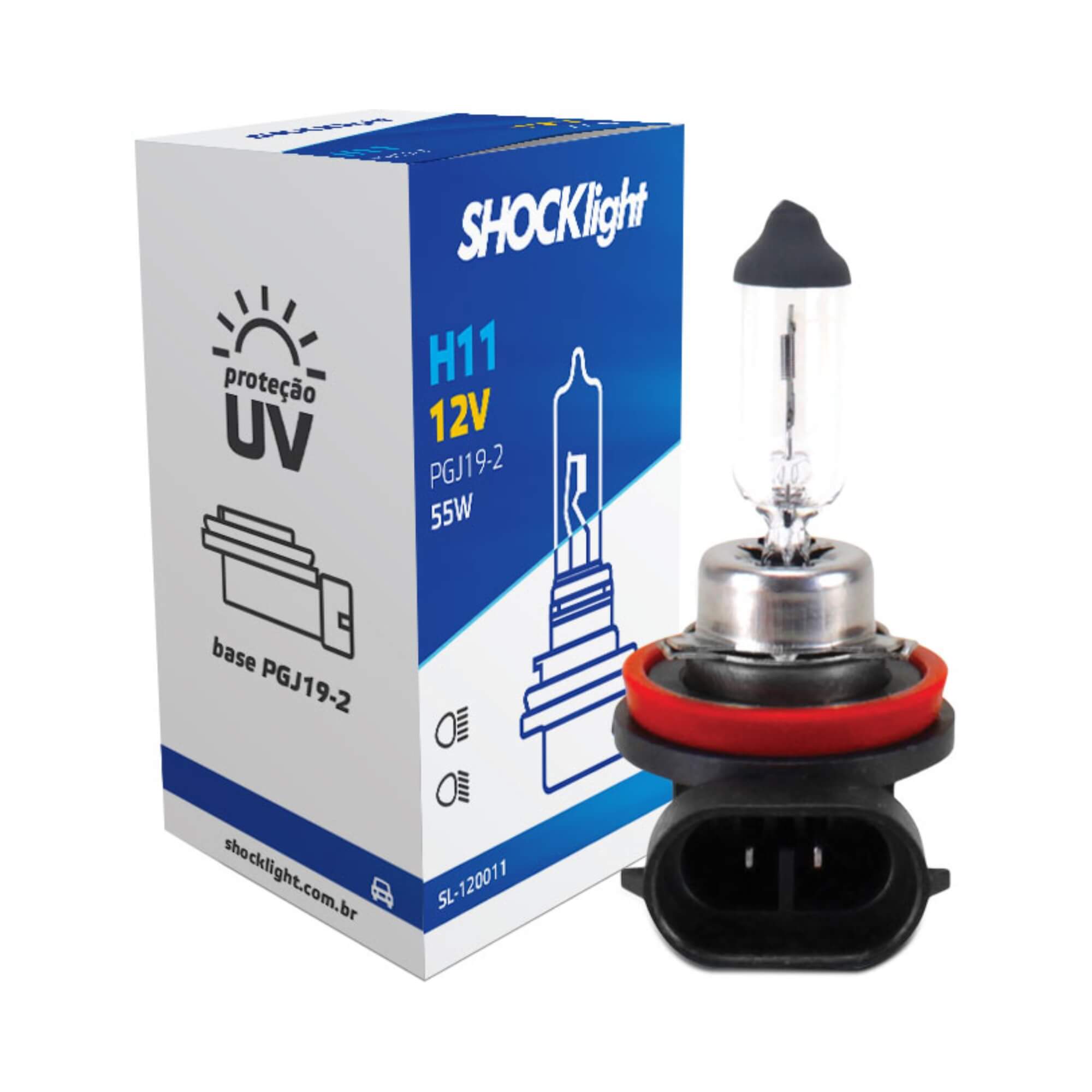 Lâmpada Halógena Standart H11 12V 55W PGJ19-2 Shocklight - SL-120011