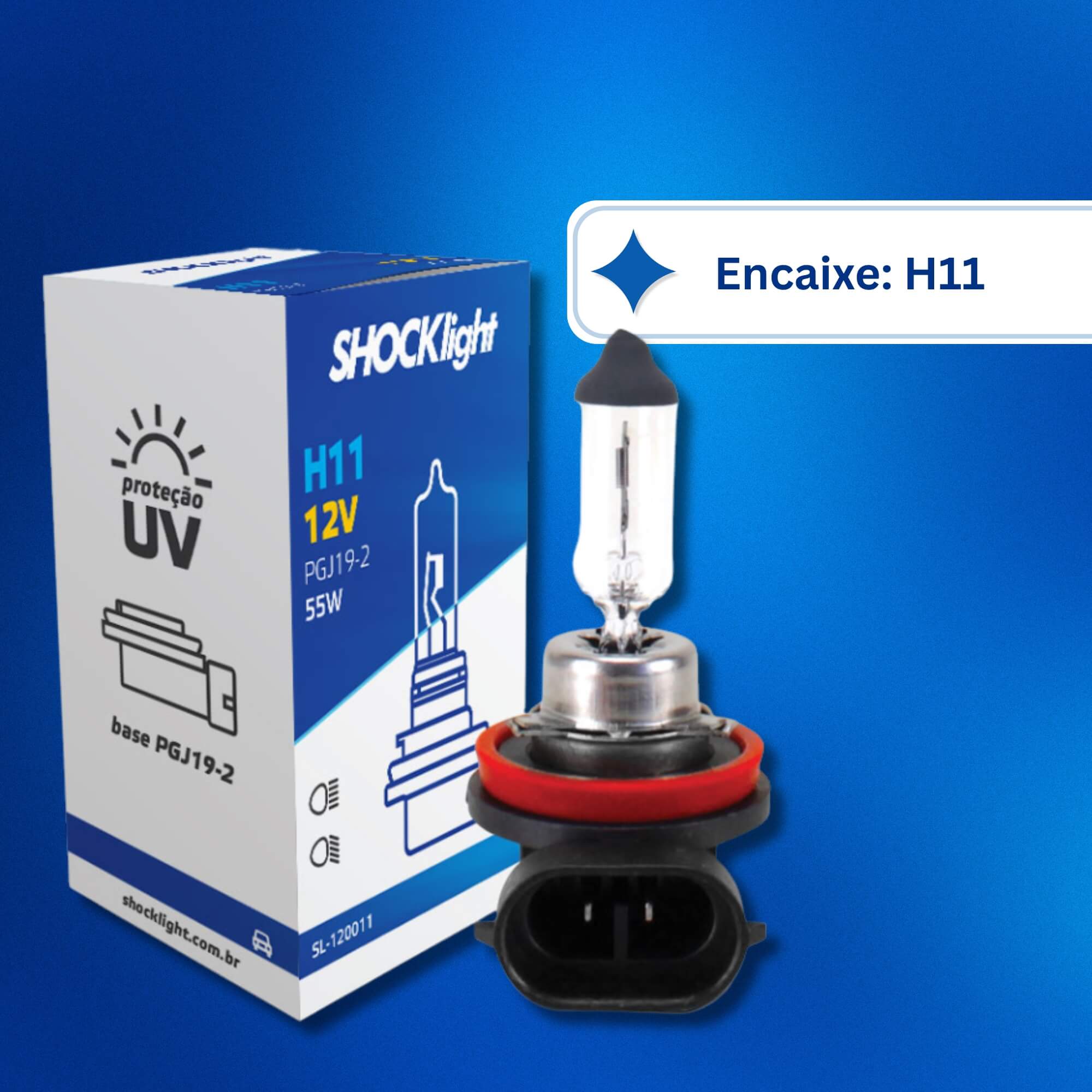 Lâmpada Halógena Standart H11 12V 55W PGJ19-2 Shocklight - SL-120011