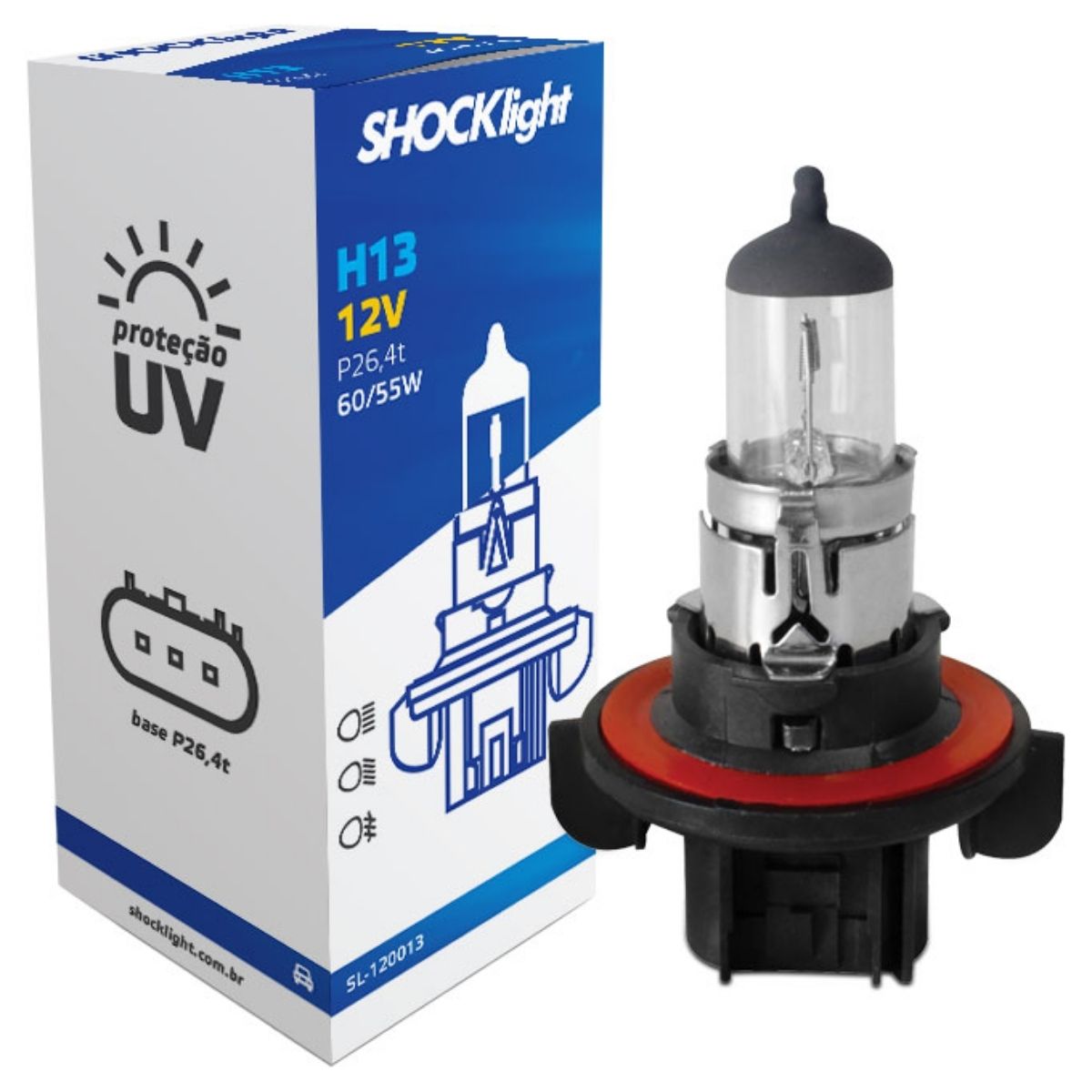 Lâmpada Halógena Automotivo STANDART H13 12V 60/55W P26,4T Shocklight - SL-120013