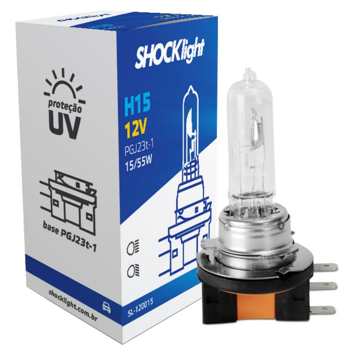 Lâmpada Halógena Shocklight Standard H15 12V 15/55W  3200K PGJ23T-1