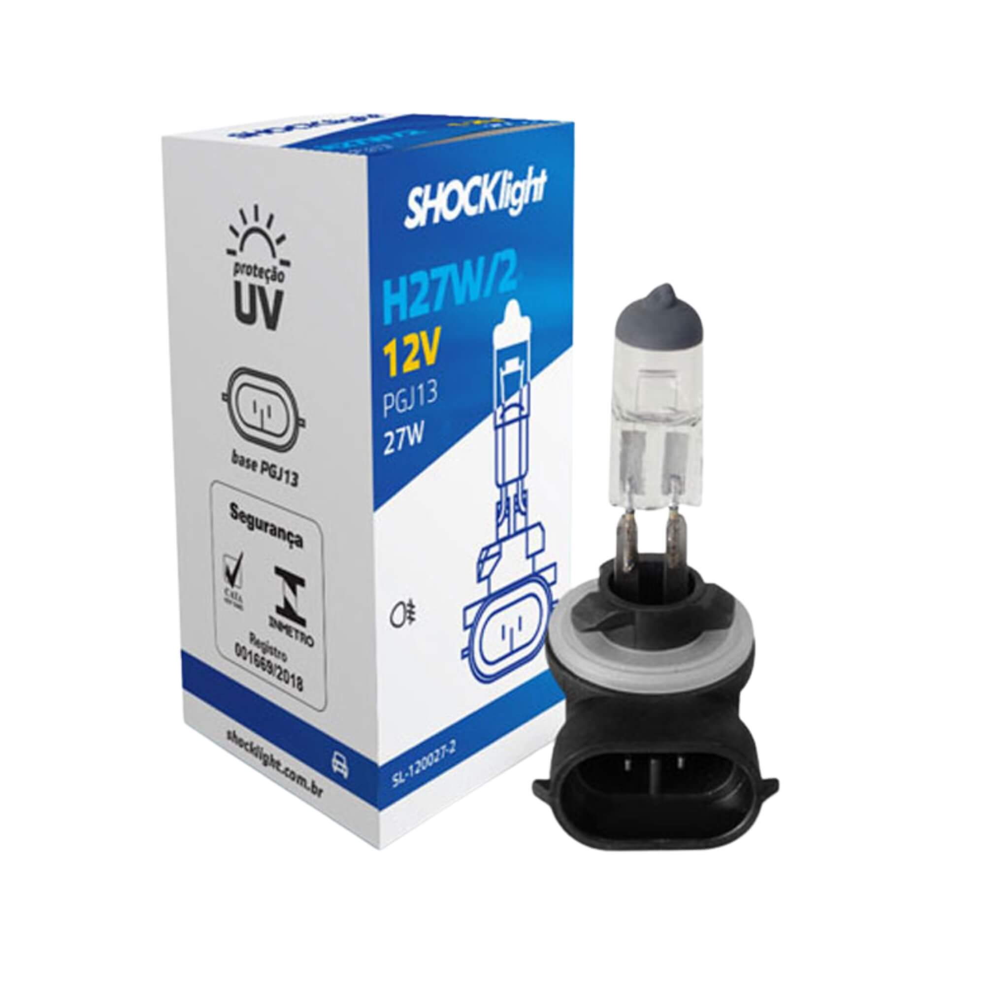 Lâmpada Halógena Standart H27W/2 12V 27W 881 PGJ13 Shocklight - SL-120027-2SBBL