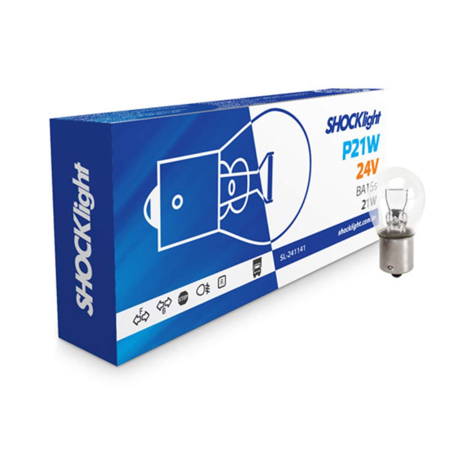 Lâmpada Halógena 1141 24V 21W BA15S 1 Polo Shocklight - SL-241141