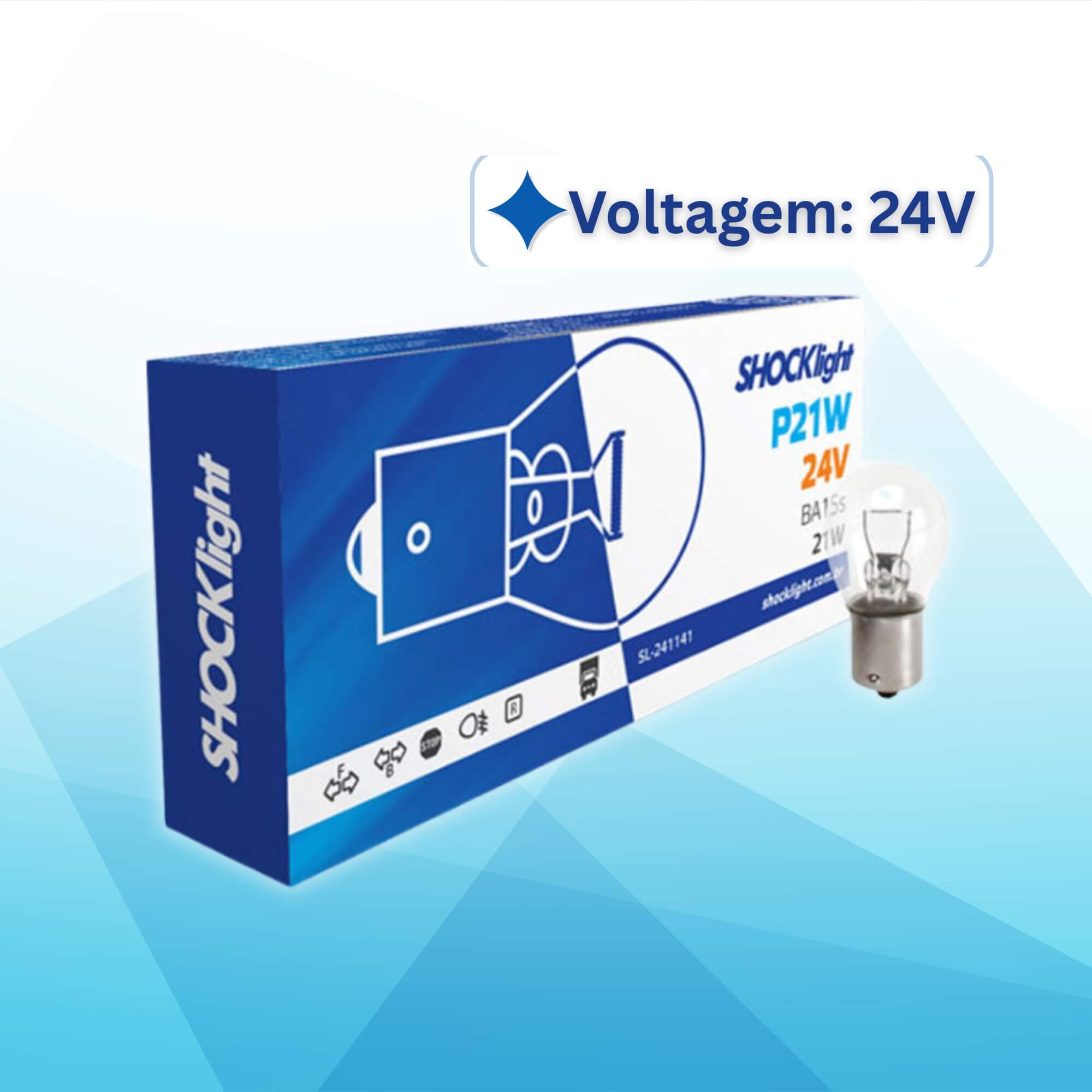 Lâmpada Halógena 1141 24V 21W BA15S 1 Polo Shocklight - SL-241141