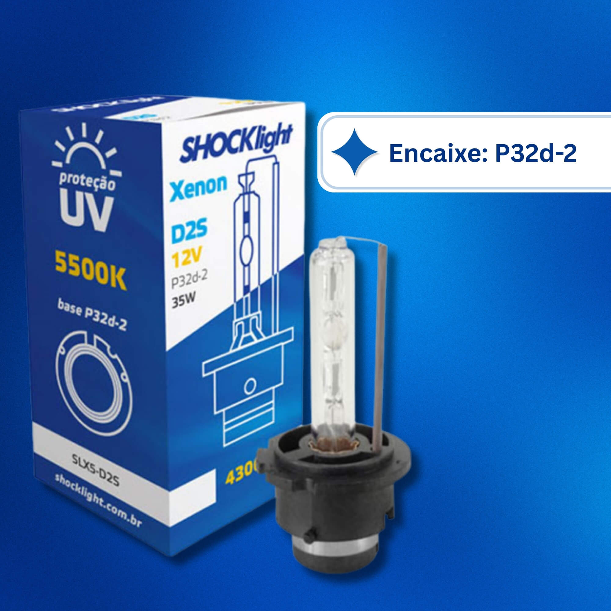 Lâmpada Xenon D2S 4300K 35W 12V Shocklight - SLX4-D2S