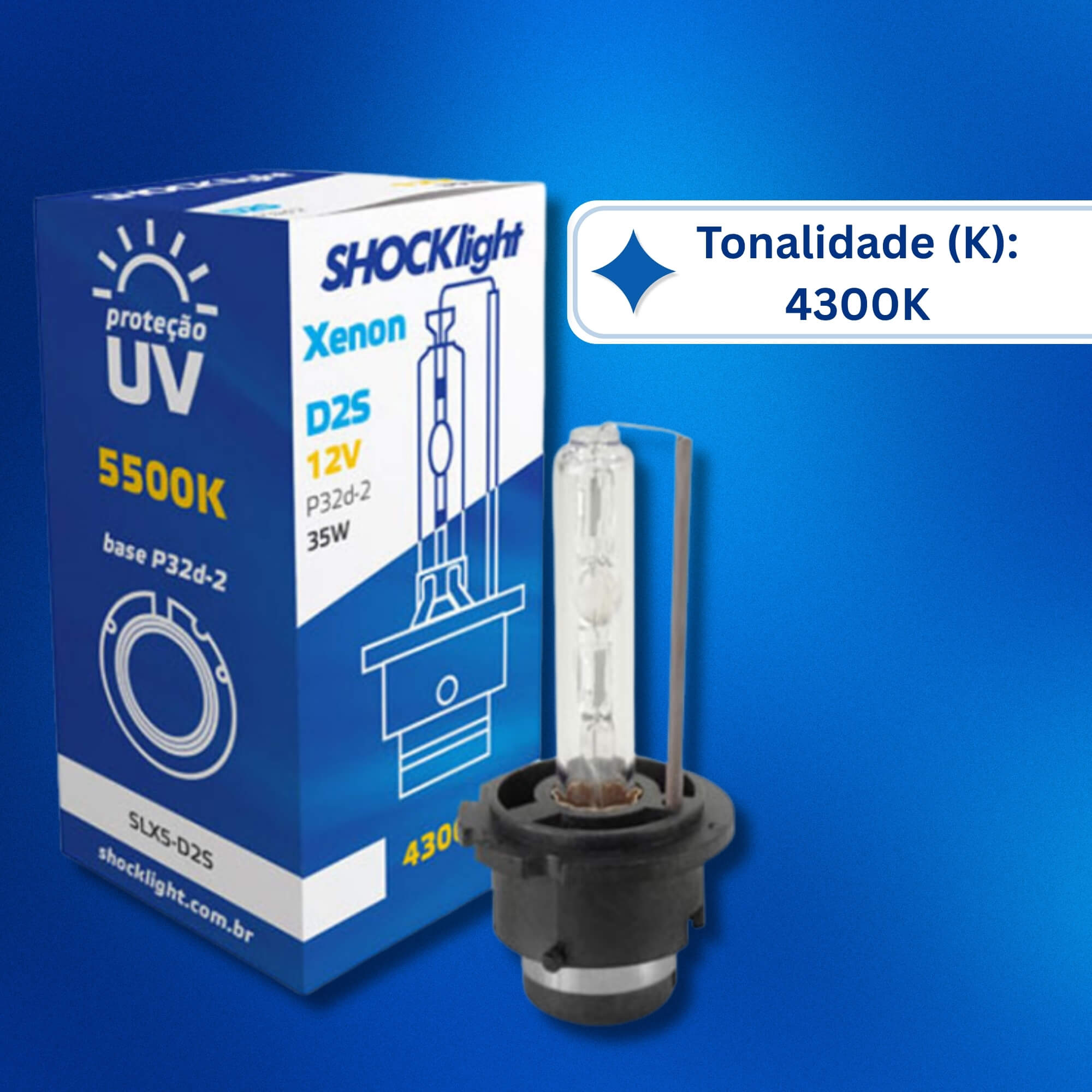 Lâmpada Xenon D2S 4300K 35W 12V Shocklight - SLX4-D2S