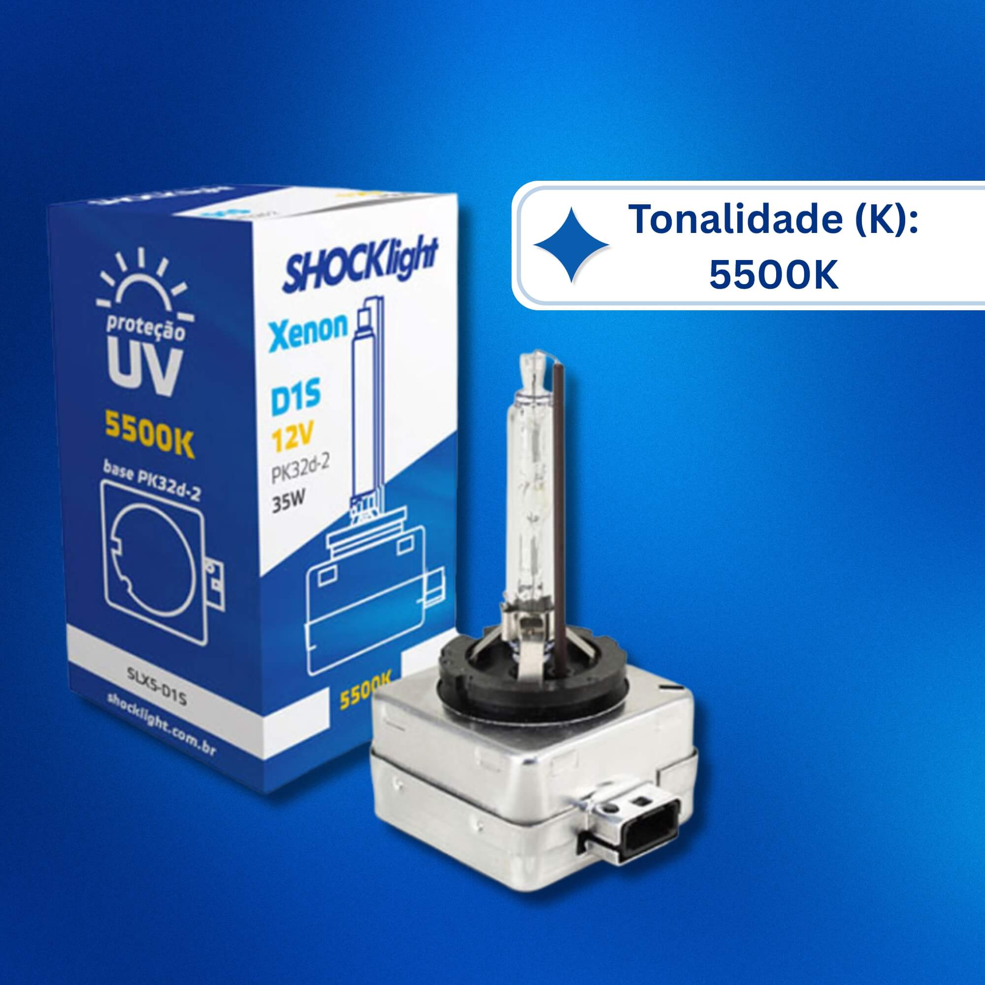Lâmpada Xenon D1S 5500K 35W 12V Shocklight - SLX5-D1S
