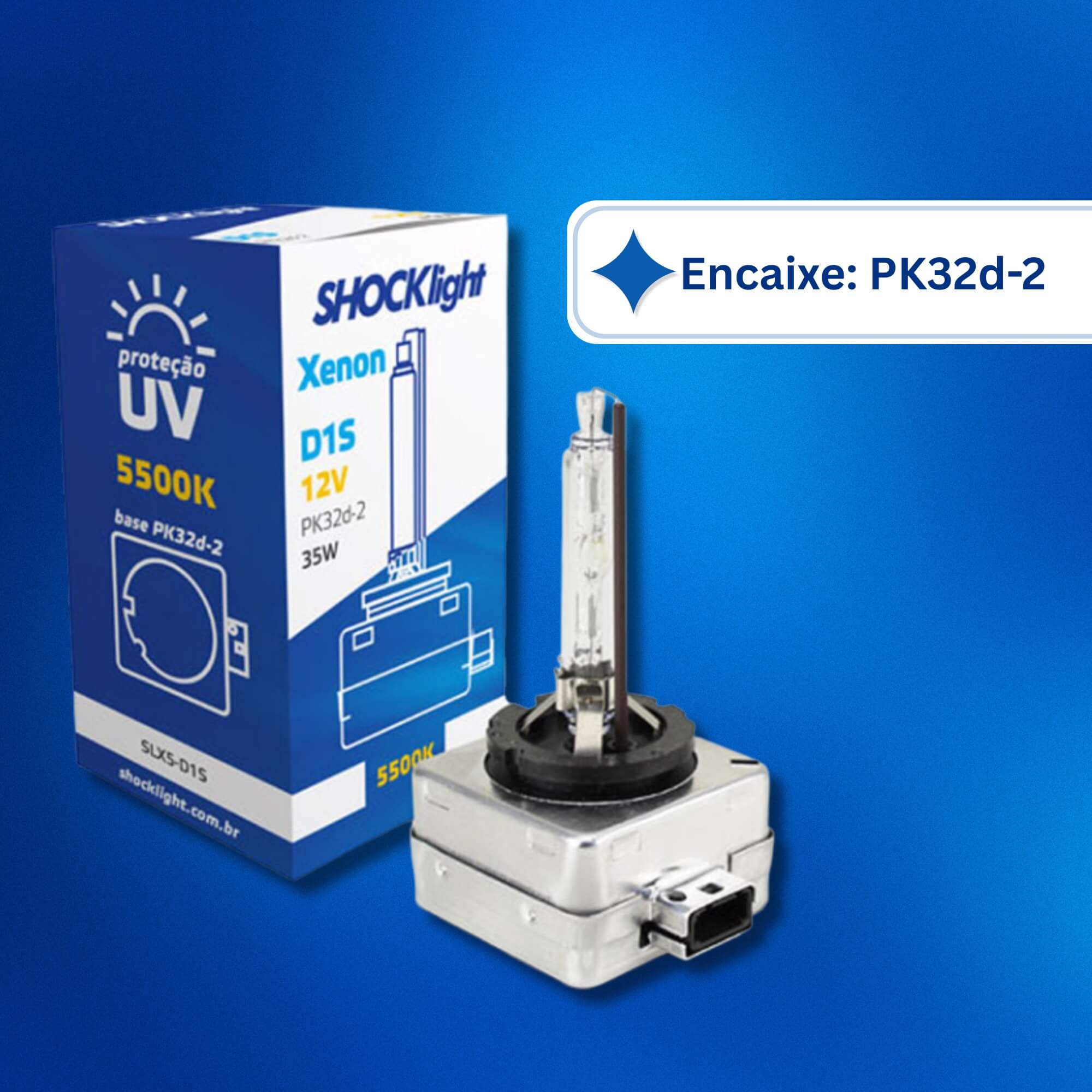 Lâmpada Xenon D1S 5500K 35W 12V Shocklight - SLX5-D1S