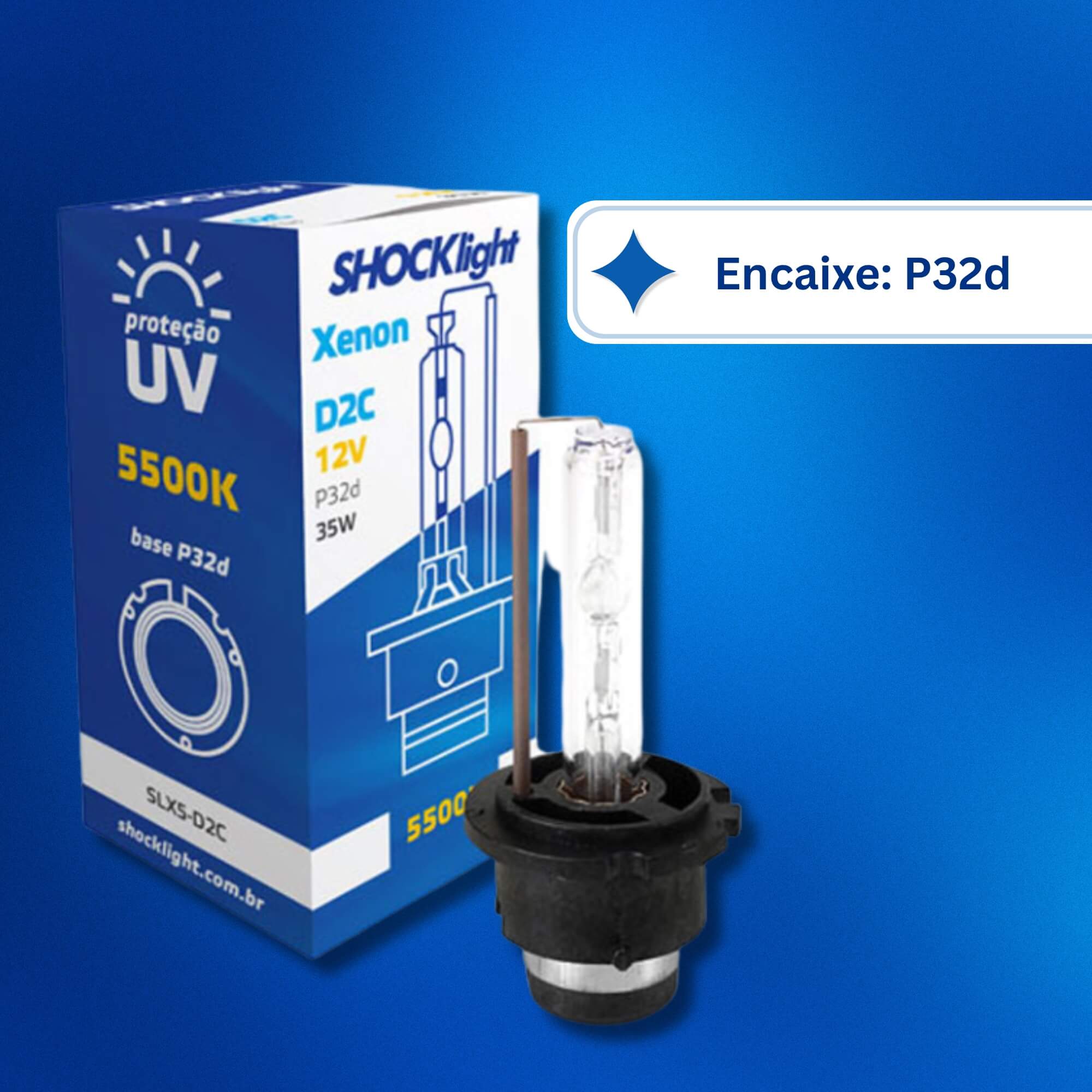 Lâmpada Xenon D2C 5500K 35W 12V Shocklight - SLX5-D2C