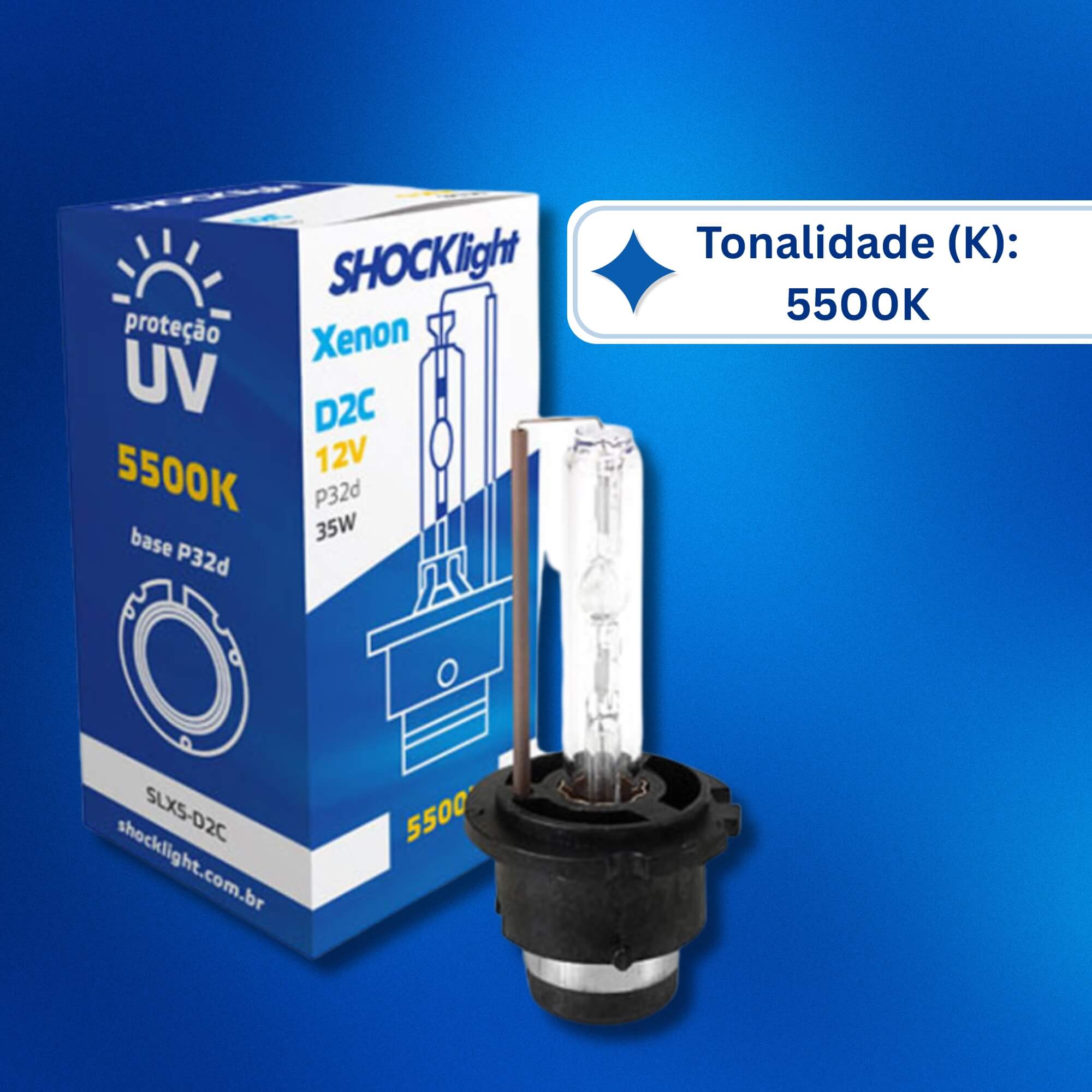 Lâmpada Xenon D2C 5500K 35W 12V Shocklight - SLX5-D2C