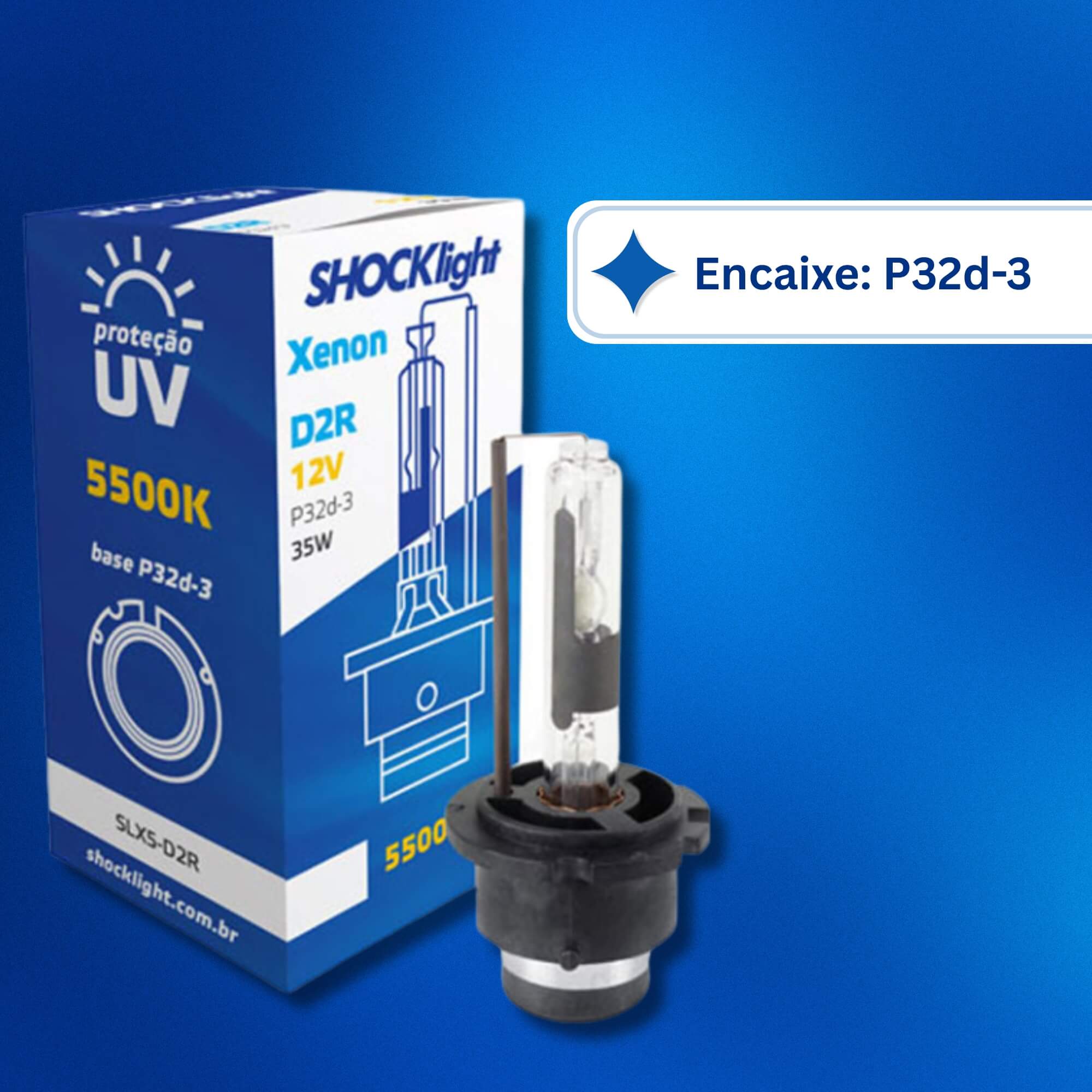 Lâmpada Xenon D2R 5500K 35W 12V Shocklight - SLX5-D2R