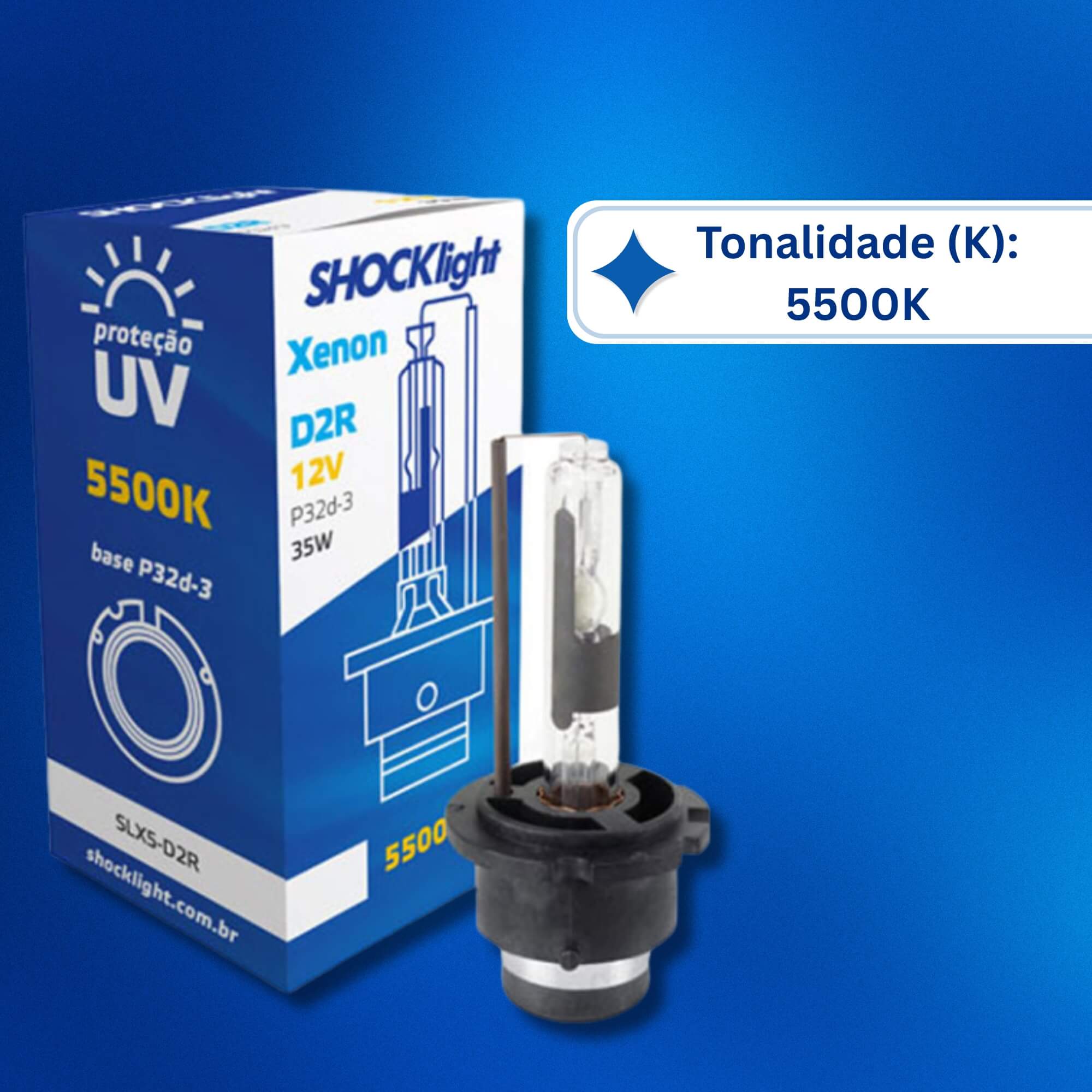 Lâmpada Xenon D2R 5500K 35W 12V Shocklight - SLX5-D2R