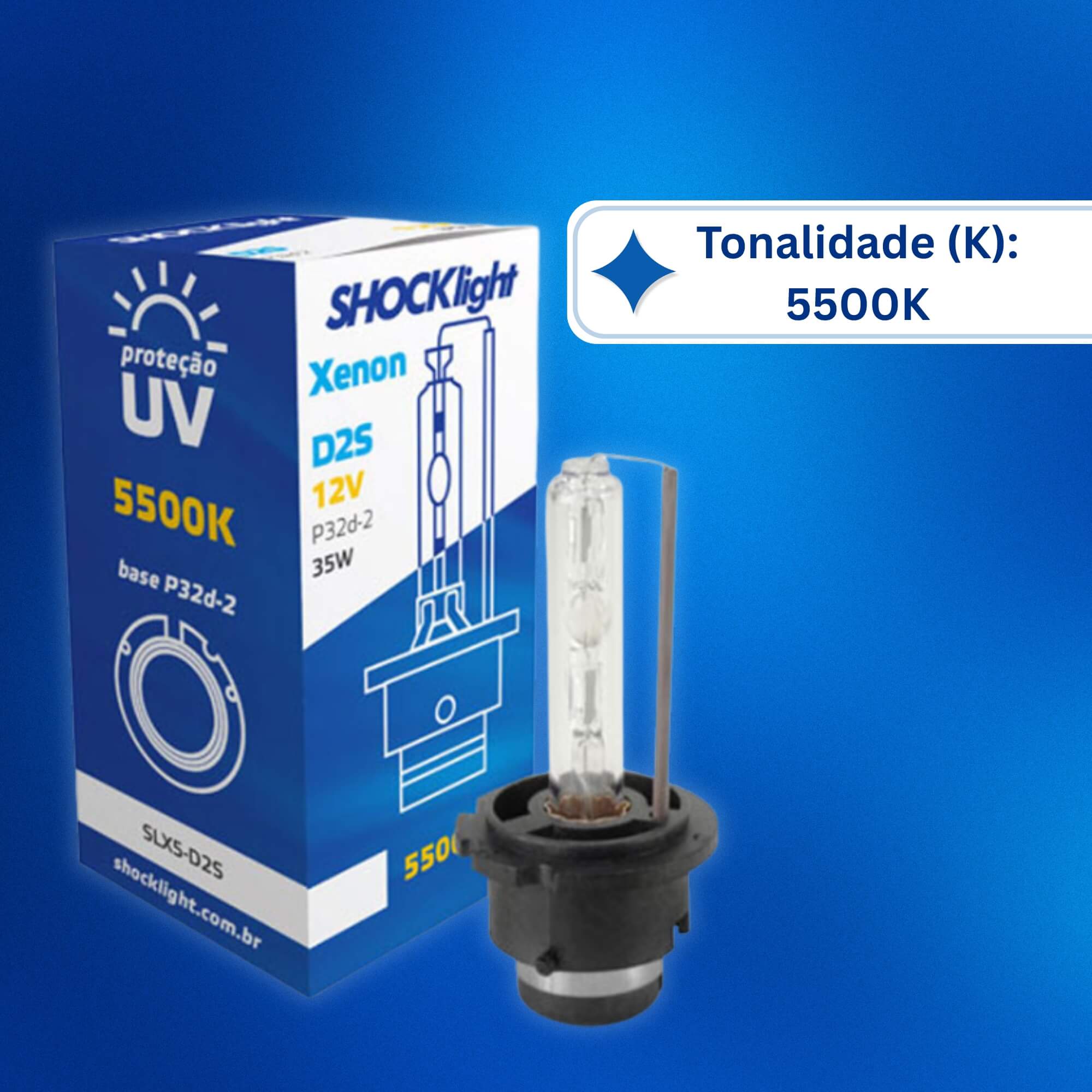 Lâmpada Xenon D2S 5500K 35W 12V Shocklight - SLX5-D2S