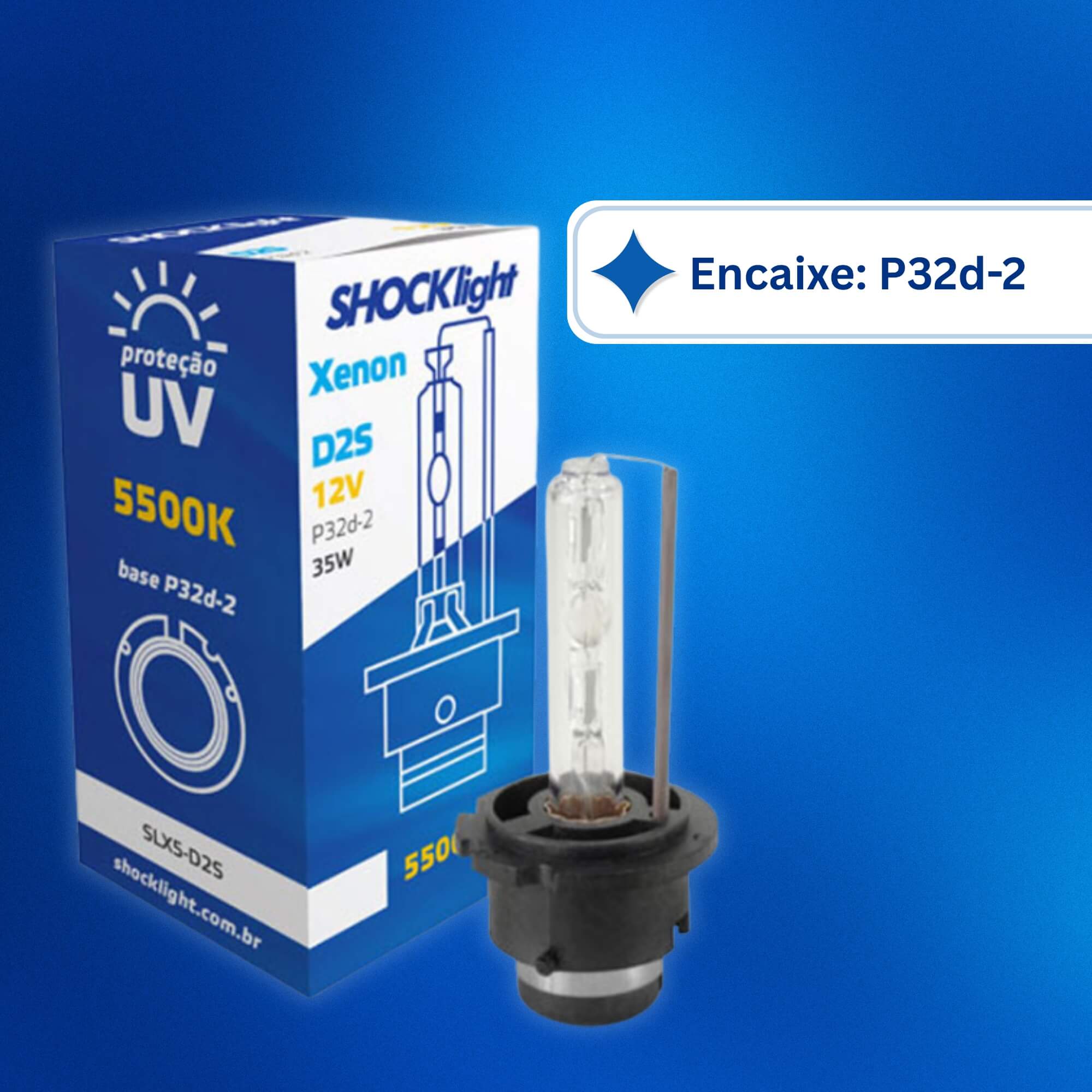 Lâmpada Xenon D2S 5500K 35W 12V Shocklight - SLX5-D2S