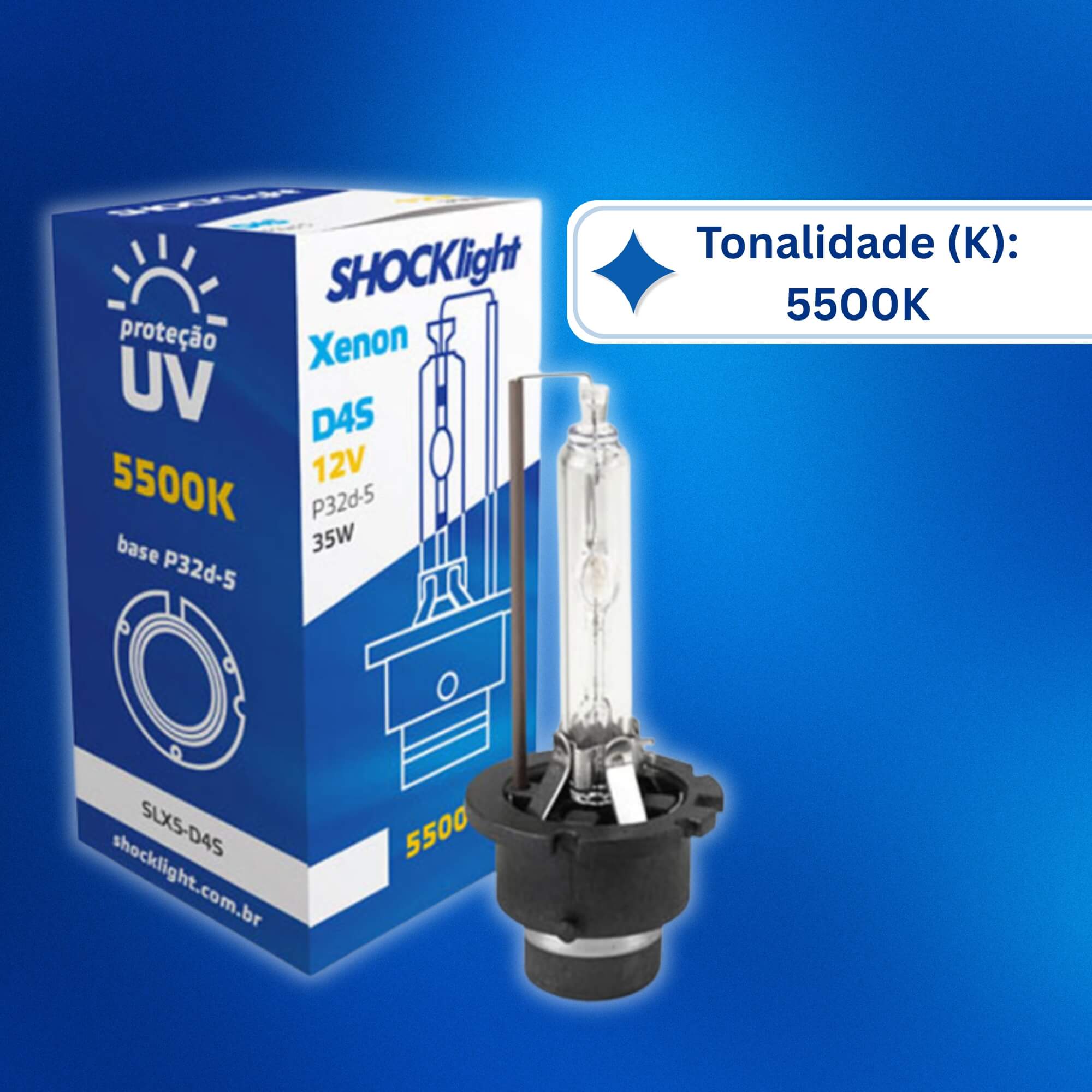 Lâmpada Xenon D4S 5500K 35W 12V Shocklight - SLX5-D4S