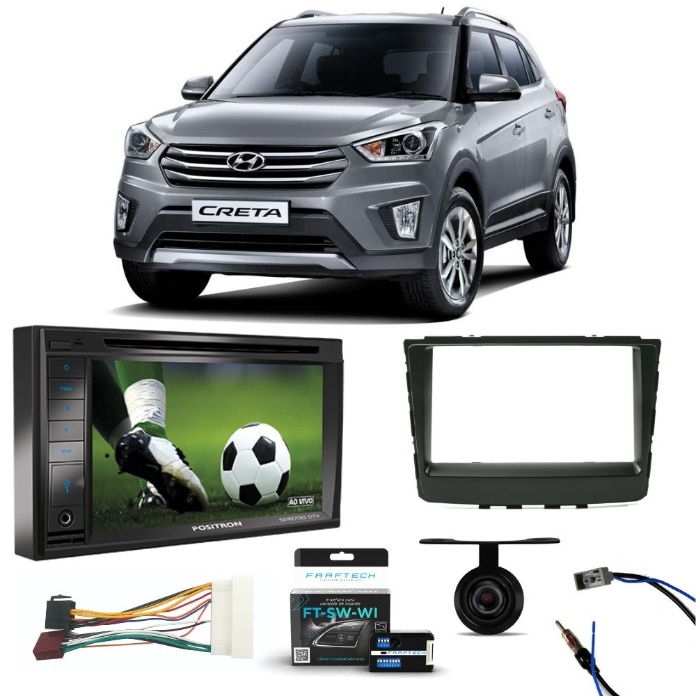 COMP Kit Central Multimidia SP8730DTV Creta 2017 - 2019 Positron + Cam Ré + Mold + Chicotes + Interface