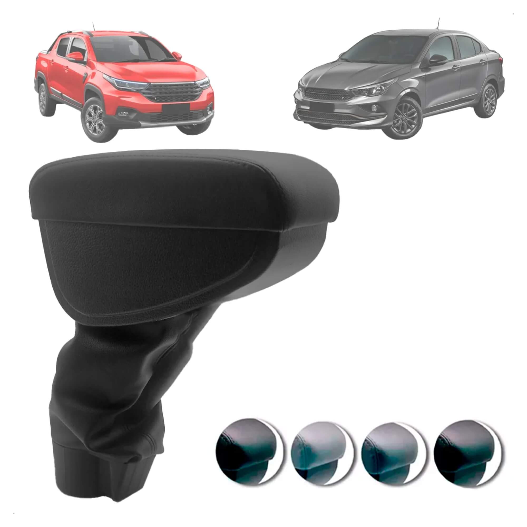 Encosto Apoio de Braço Fiat Argo Cronos 17/19 em couro sintético Preto c/ Linha Preta NAT - 200712
