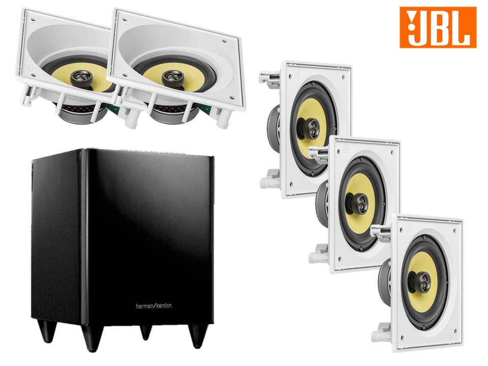Comp Kit JBL Caixa Som Ambiente Arandela Branca 3 CI6S + 2 CI6SA + Sub 210 HKTS 110V - 800 Wrms