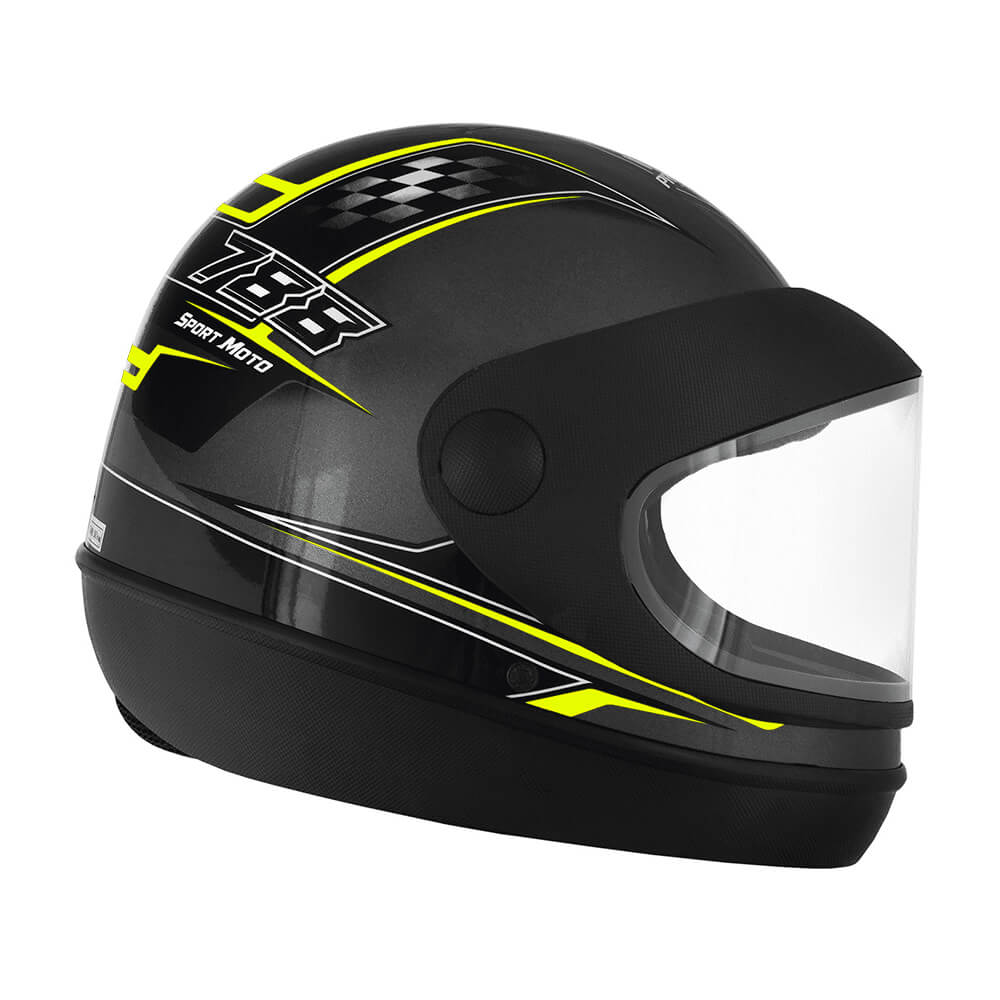 Capacete Super Sport Moto Grafite e Amarelo Fundo Grafite Tamanho 58 Pro Tork - CAP-632GRAM