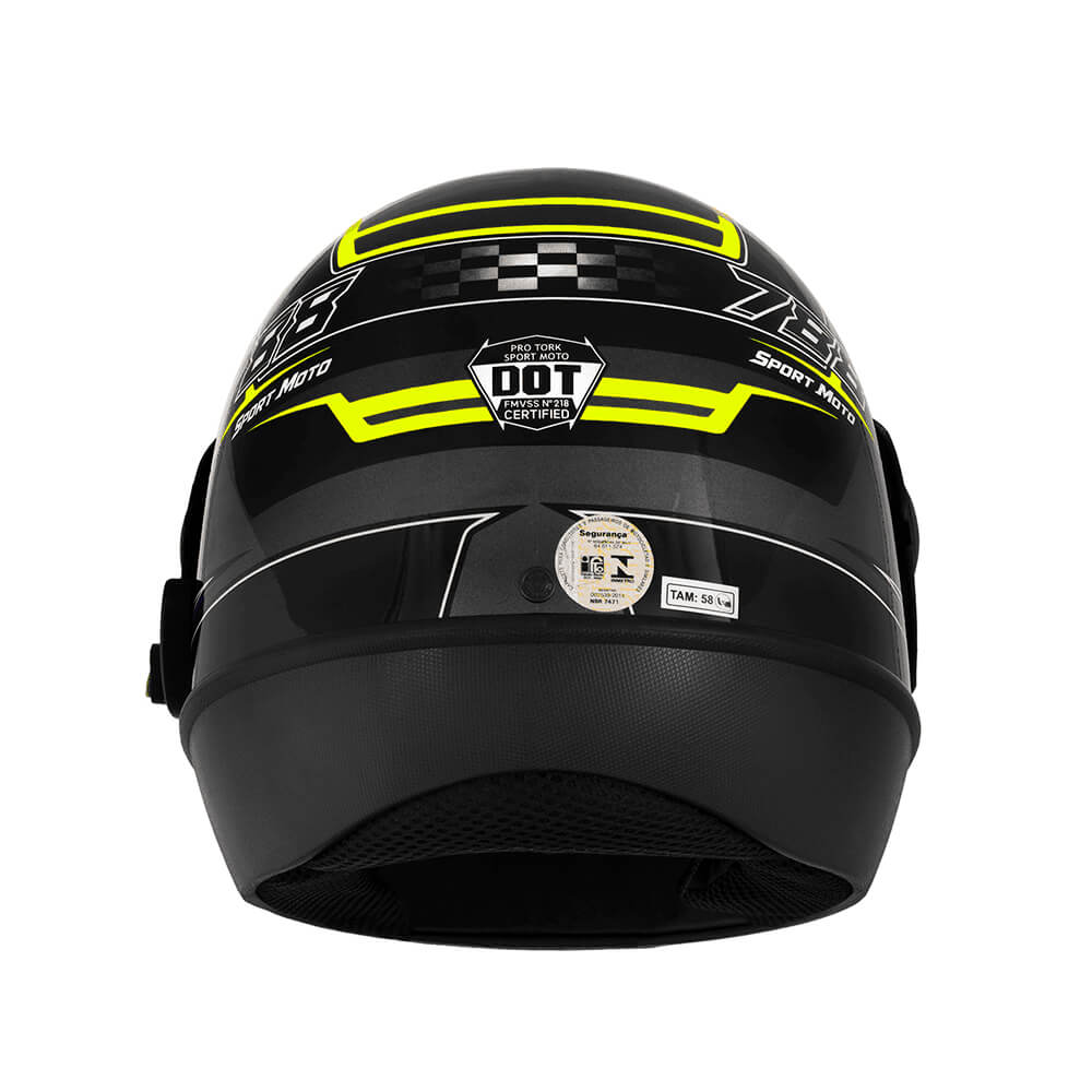 Capacete Super Sport Moto Grafite e Amarelo Fundo Grafite Tamanho 58 Pro Tork - CAP-632GRAM