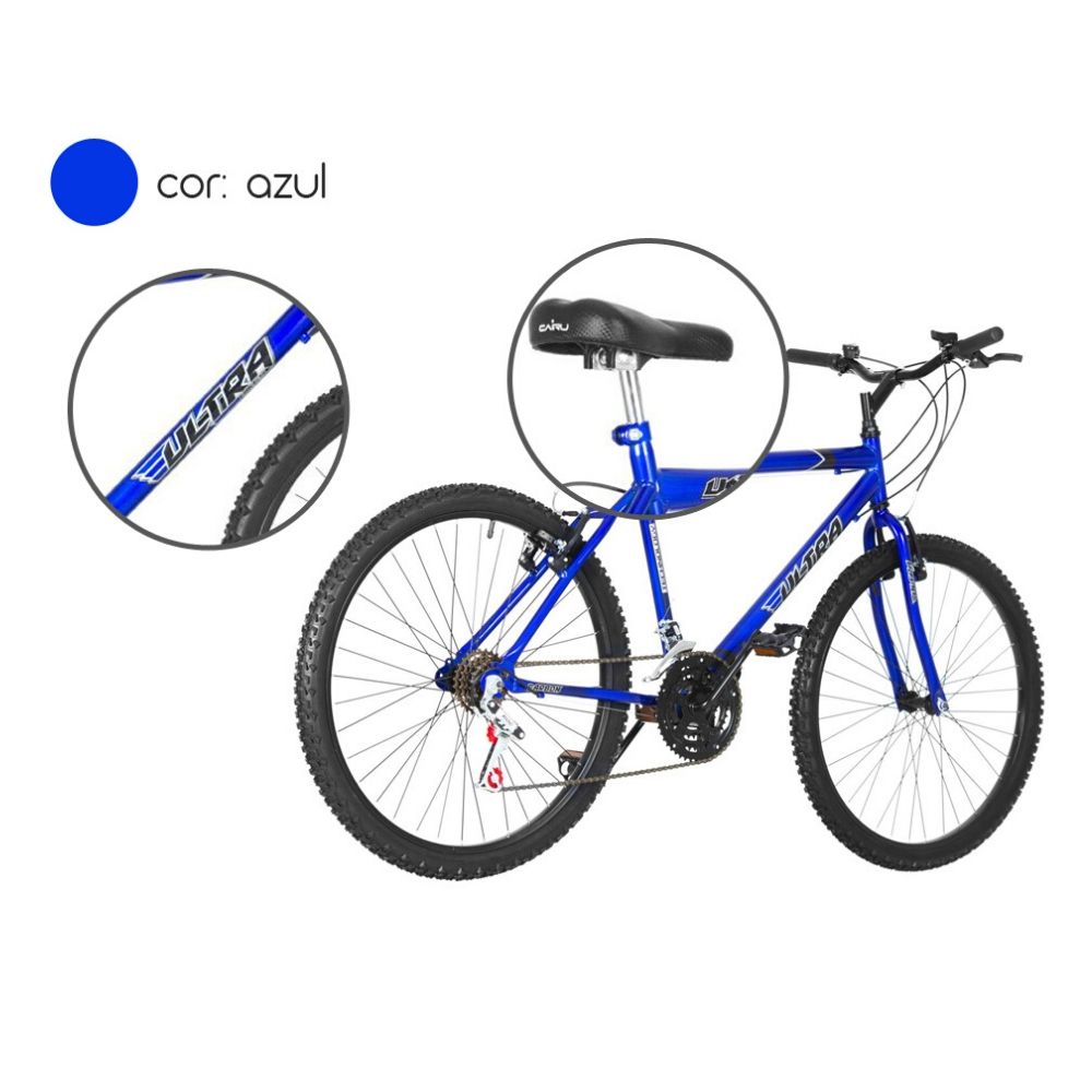 Bicicleta Aro 26 18 Marchas Ultra Bikes Azul BM26-01AZ