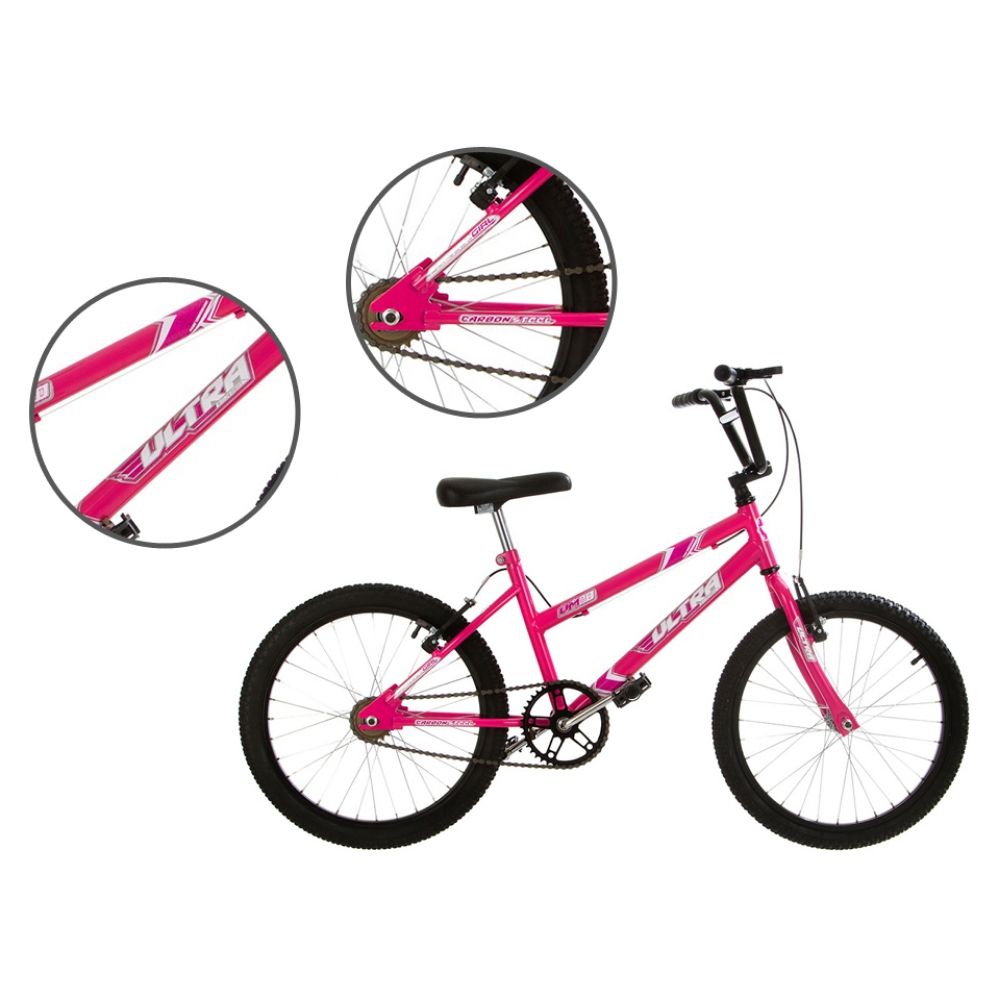 Bicicleta Aro 20 Ultra Bikes Feminina Rosa BMF20-01RS