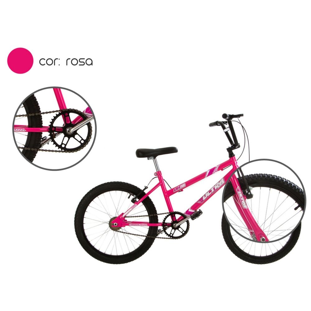 Bicicleta Aro 20 Ultra Bikes Feminina Rosa BMF20-01RS