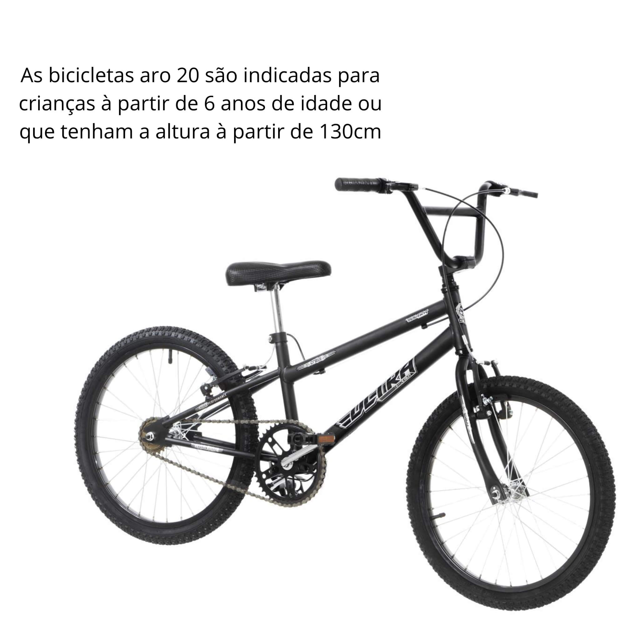 Bicicleta Infantil Aro 20 Ultra Bikes Rebaixada Freios v-brakes Preto Fosco BMR20-01PTF