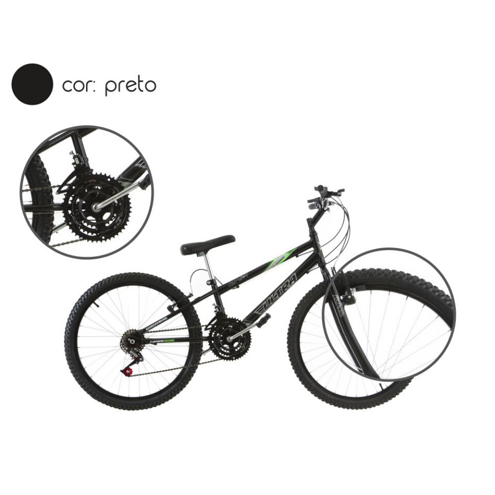 Bicicleta Aro 24 18 Marchas Ultra Bikes Rebaixada Preto Pro Tork BMR24-01PT