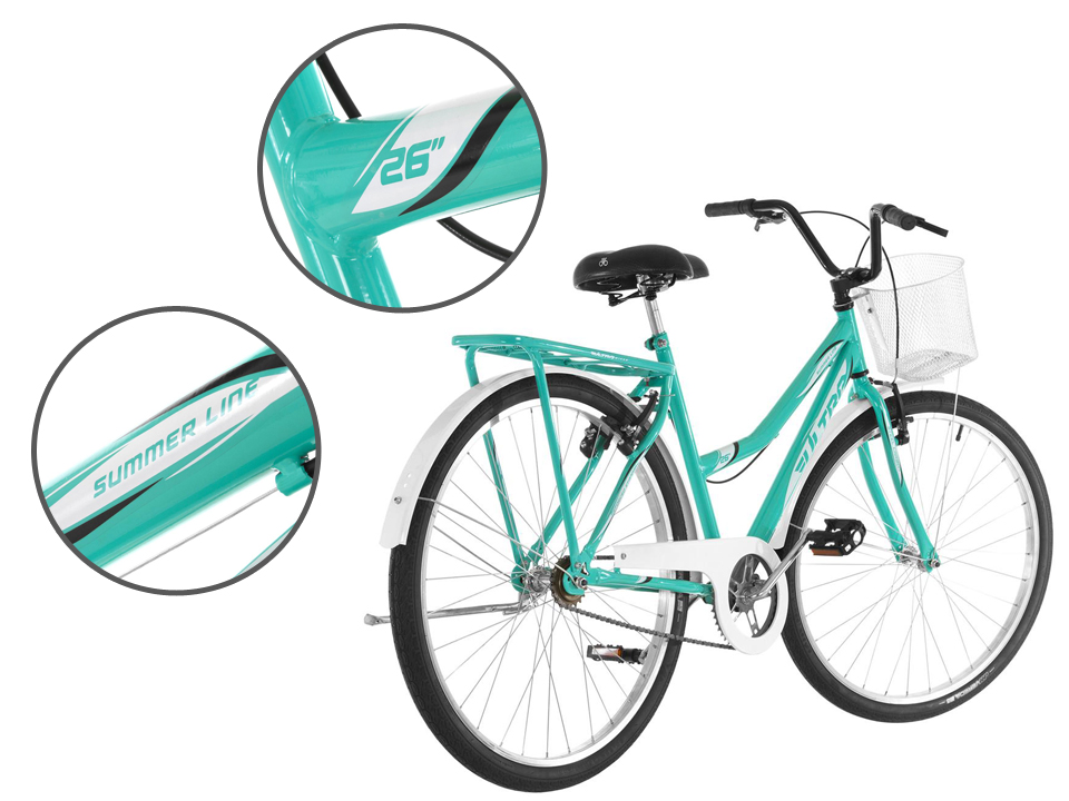 Bicicleta Aro 26 Summer Vintage Verde/Branco Ultra Bikes BMS26-01VDBC