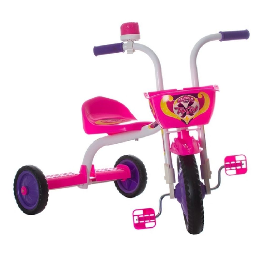 Triciclo Infantil para Crianças Ultra Bikes Top Girl Rosa e Branco TUJ-04BCRS