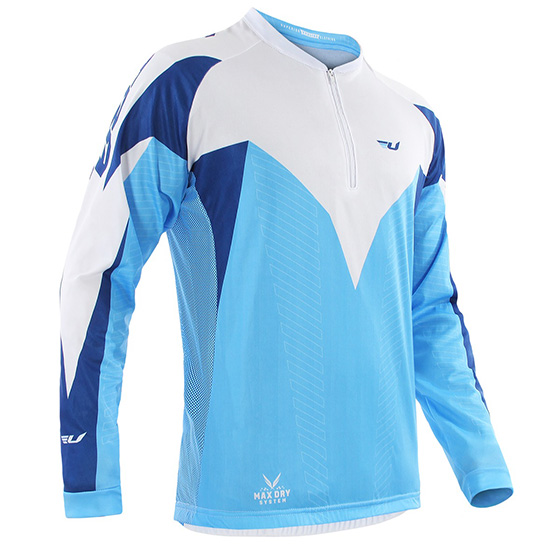 Camisa Ciclismo Manga Longa Ultra Bikes Max Dry Azul/Branco Tamanho M